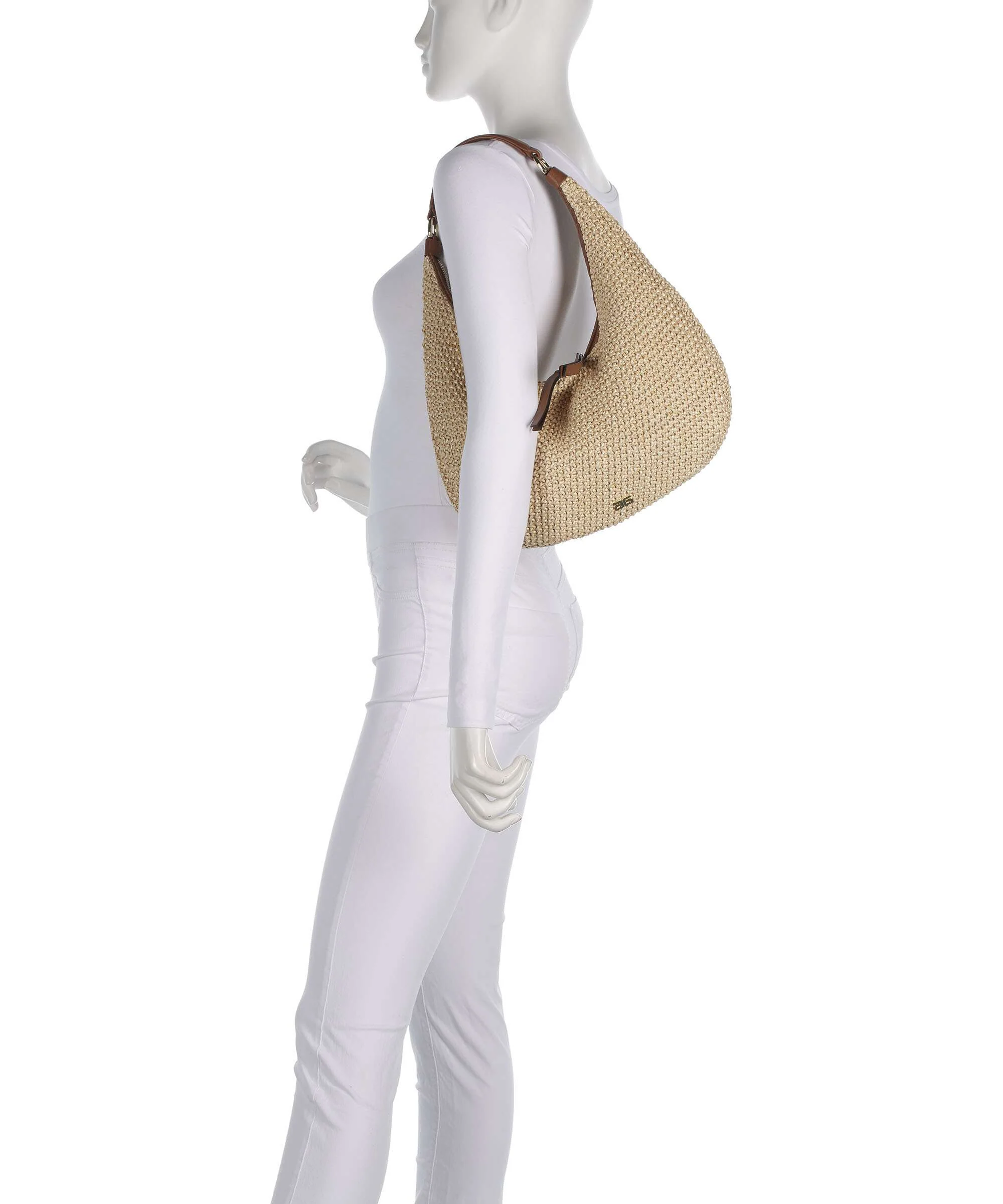 Abro Maglia Raffia Nana Small Torebka worek natural/nut - Image 3