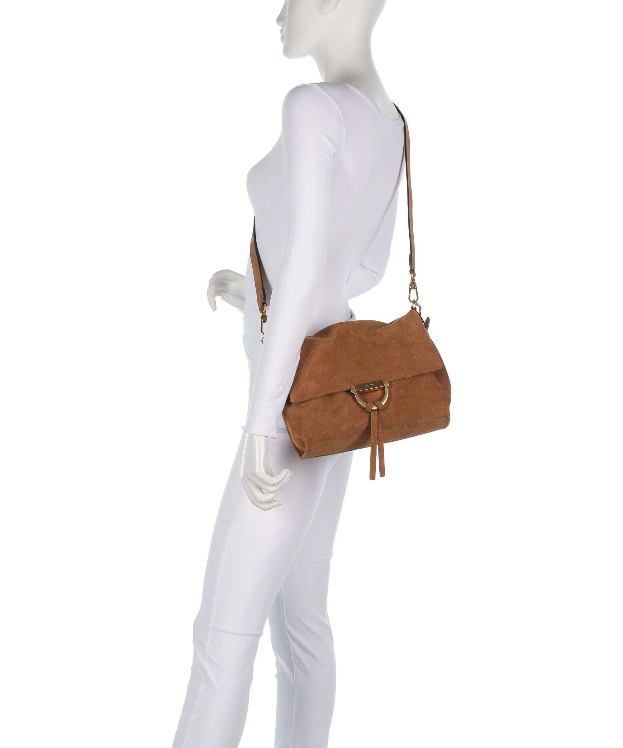 Abro Suede Temi Medium Torba na ramię cuoio - Image 4