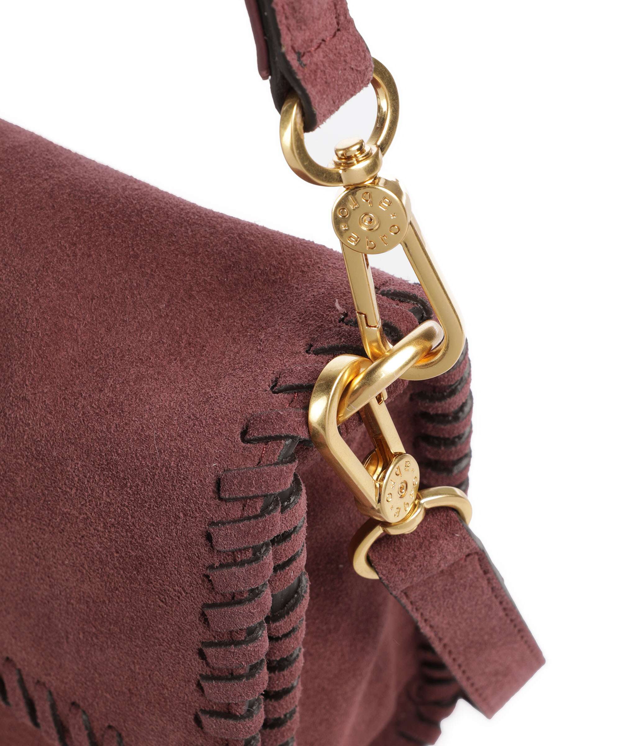 Abro Suede Temi Stitch Torba na ramię bordeaux - Image 5