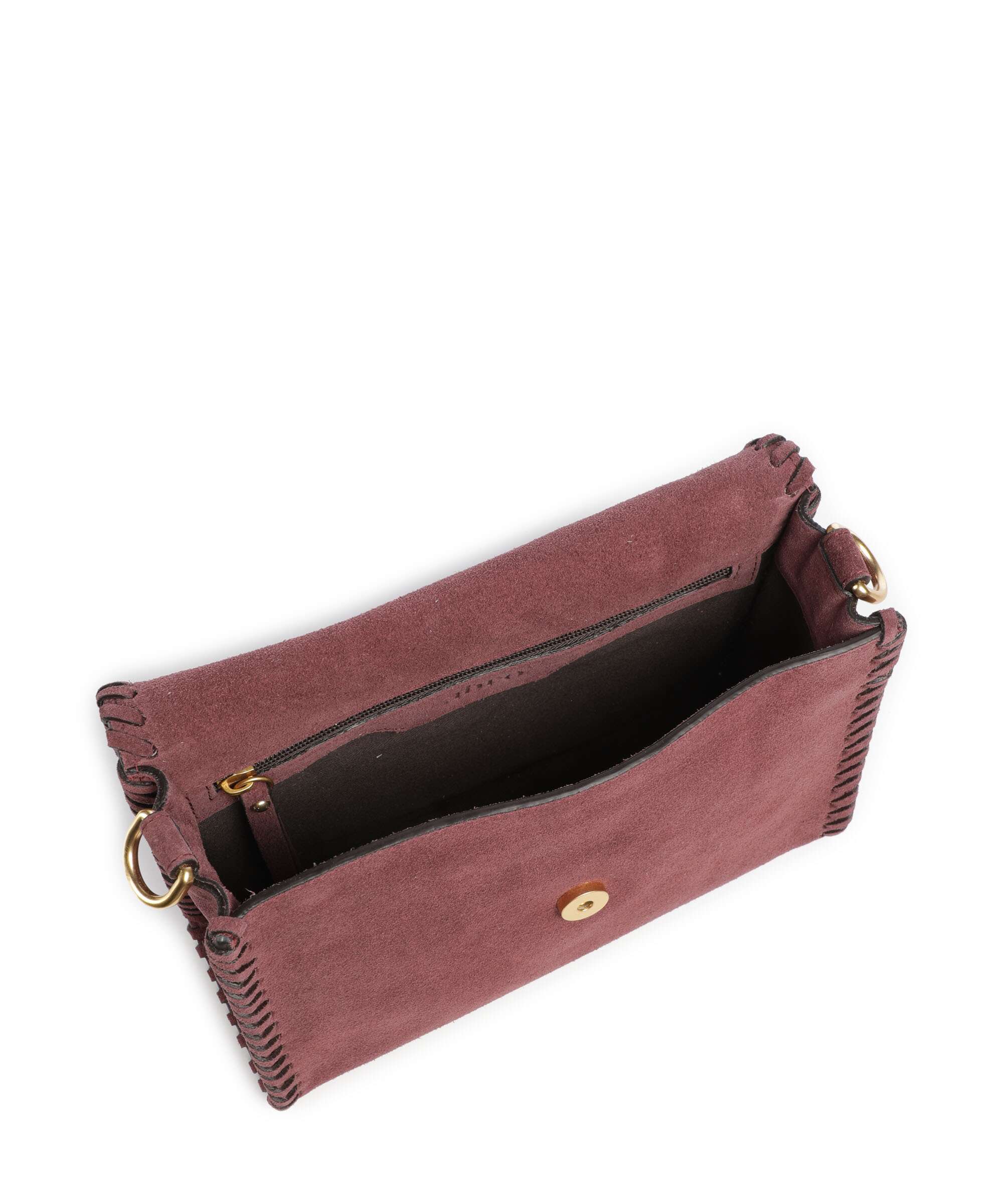 Abro Suede Temi Stitch Torba na ramię bordeaux - Image 7