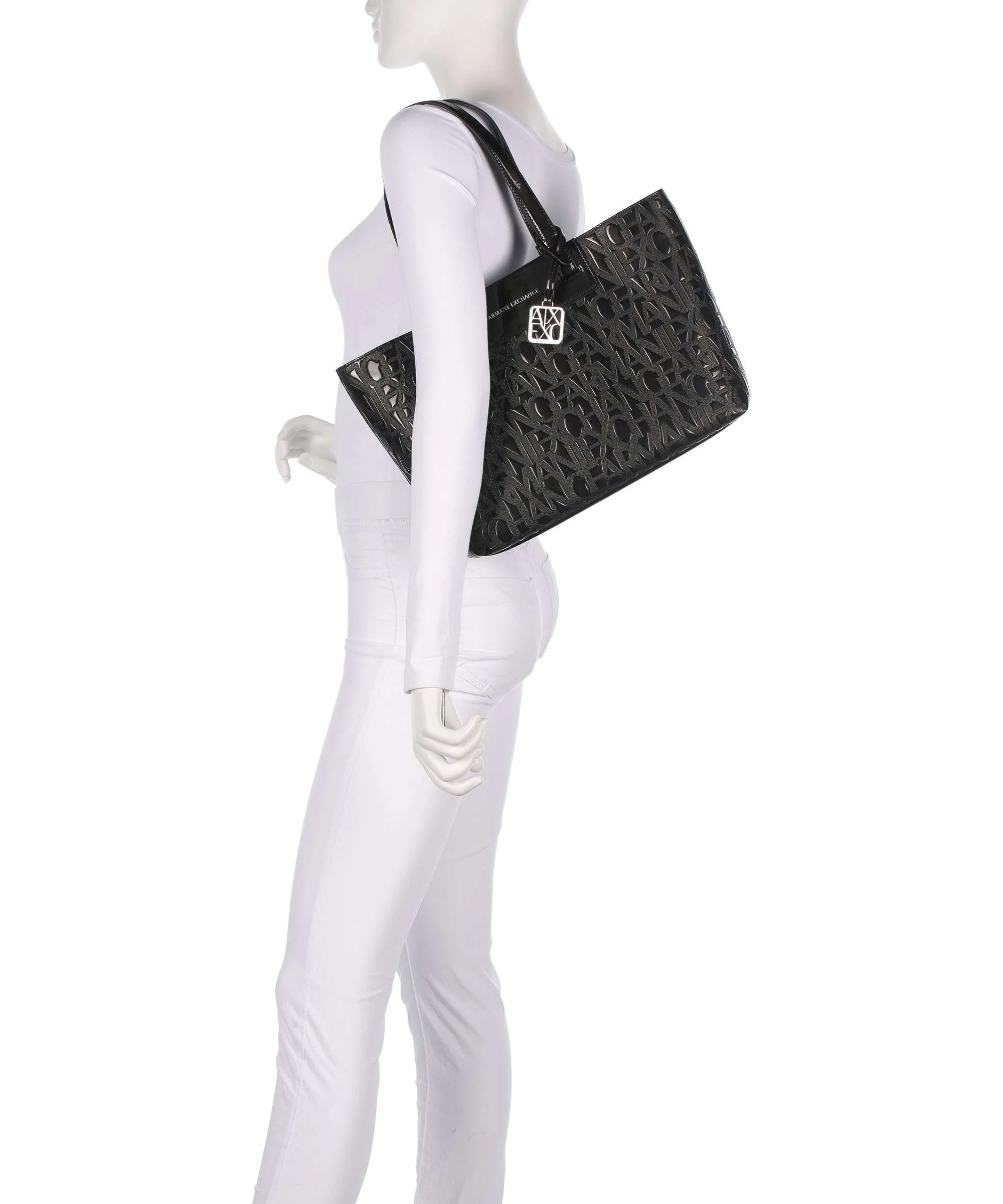 Armani Exchange Liz Patent M Torba na zakupy black - Image 3