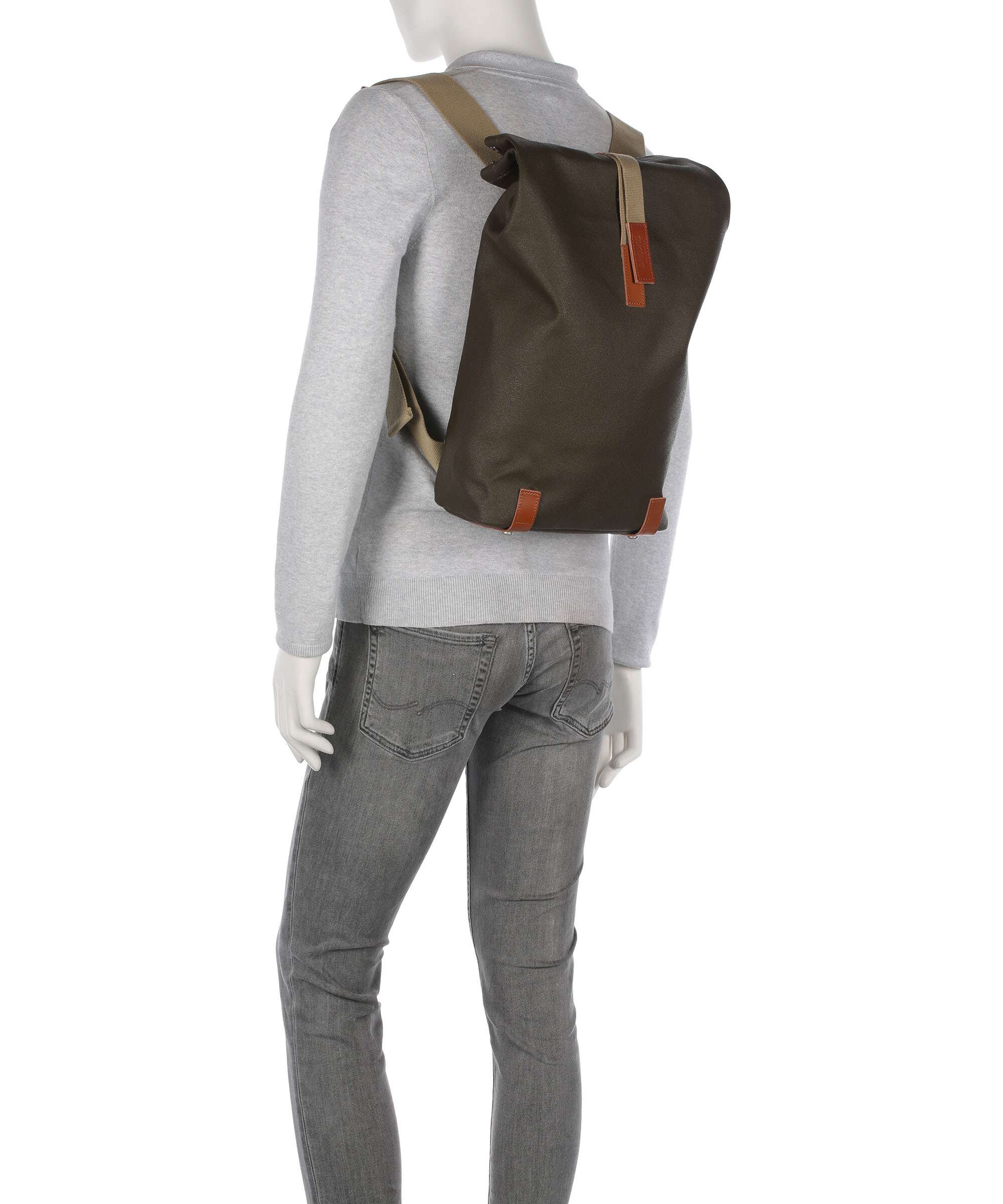 Brooks England Pickwick Cotton Canvas Small Plecak z rolowanym zamknięciem moss - Image 3