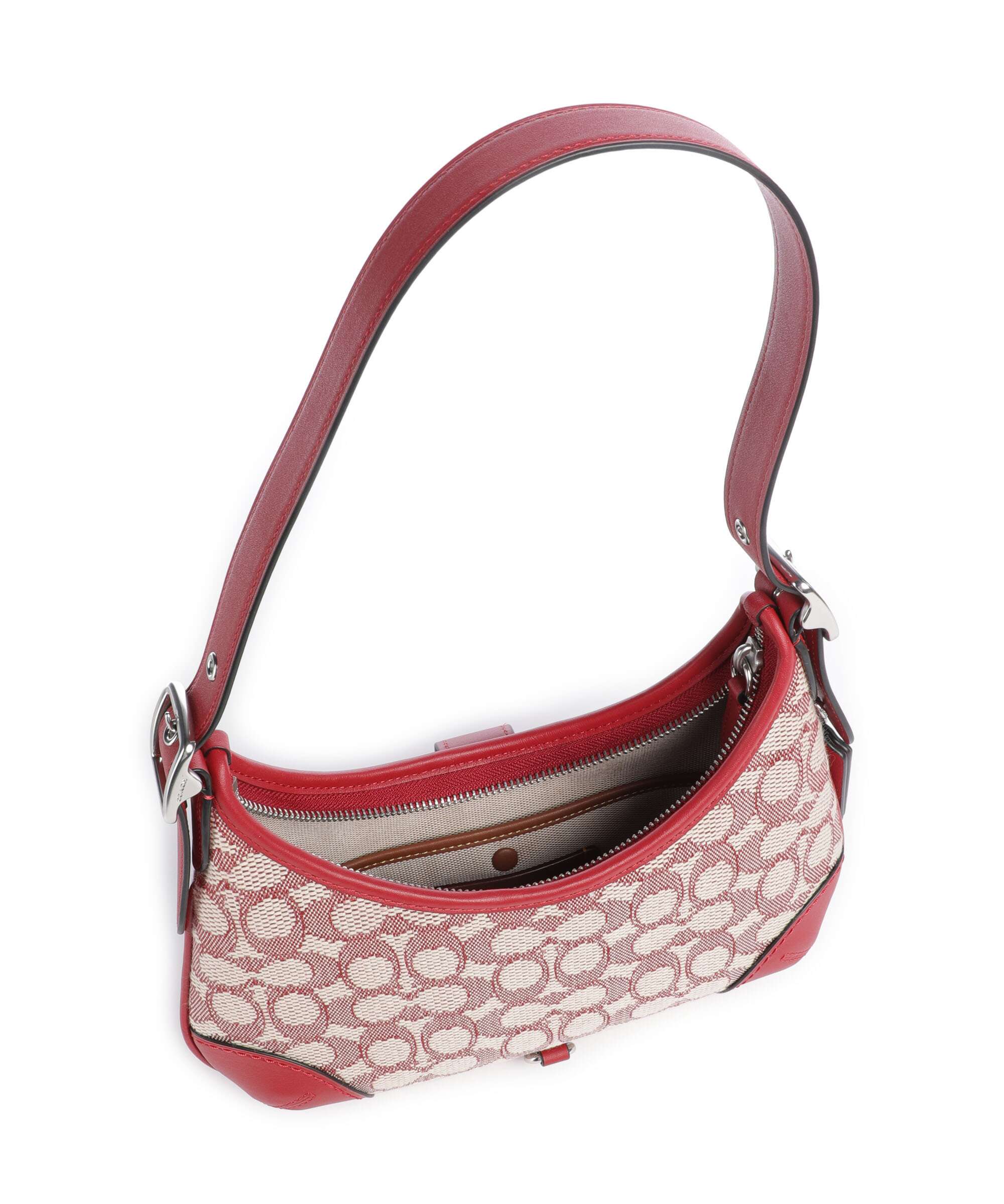 Coach Hamptons Signature Jacquard Torba na ramię ruby/ivory - Image 6
