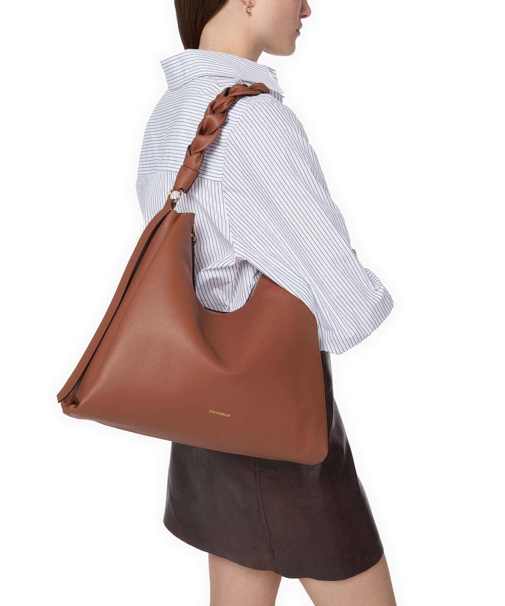 Coccinelle Boheme Grana Double Torebka worek cognac/noir - Image 3