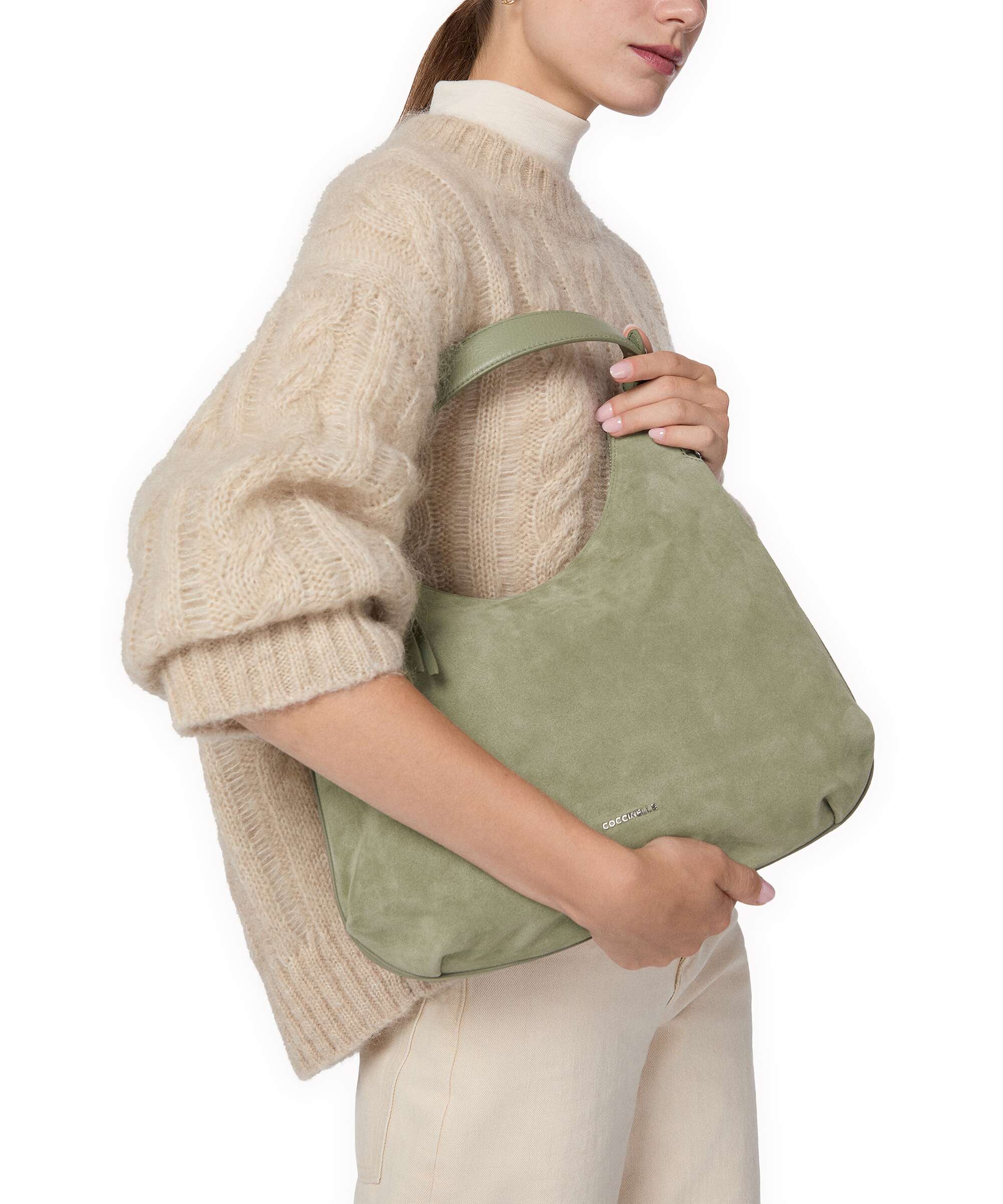 Coccinelle Rebekka Suede Torebka worek greenery - Image 3