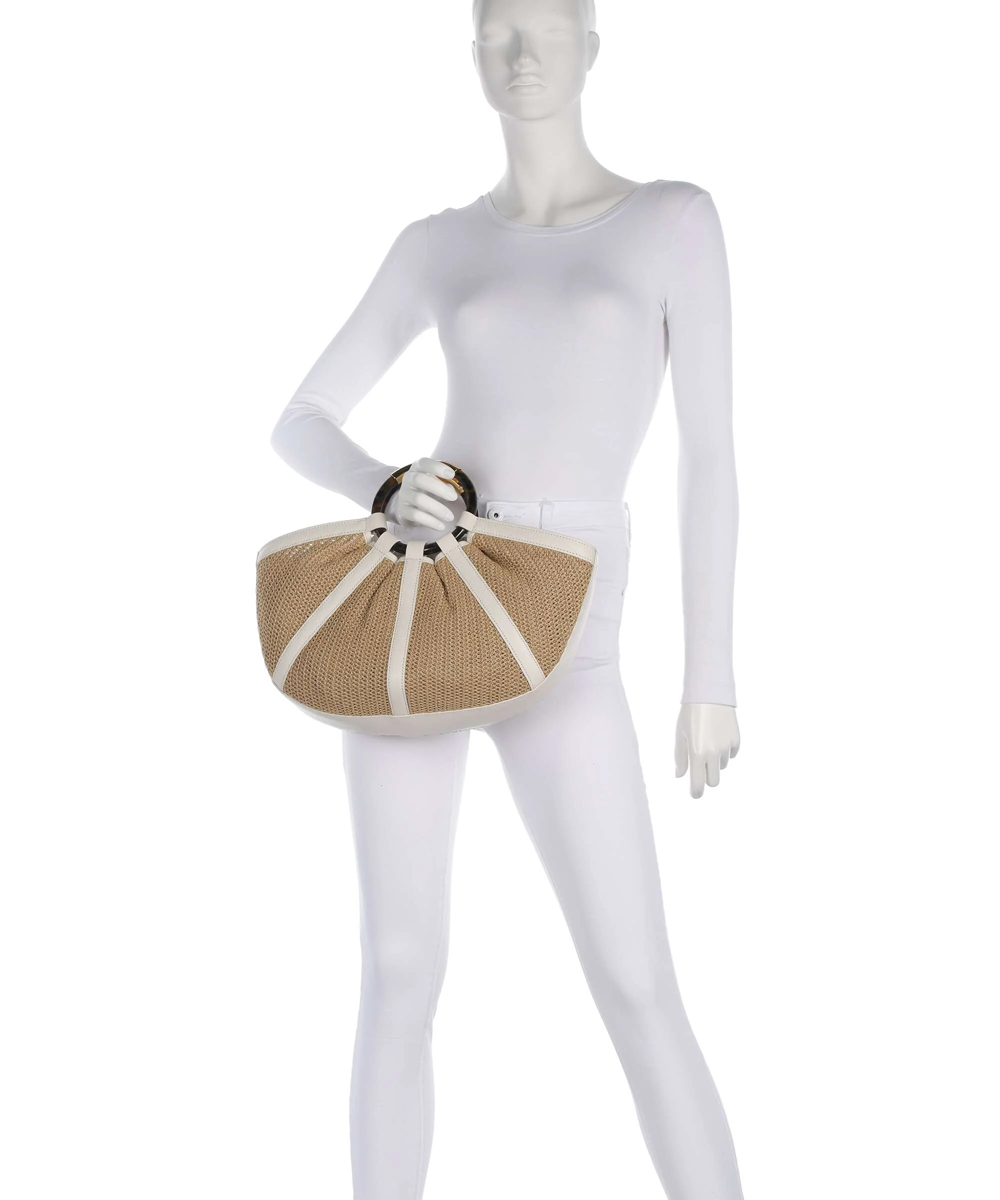Coccinelle Shell Straw Torebka natural/pearl - Image 3
