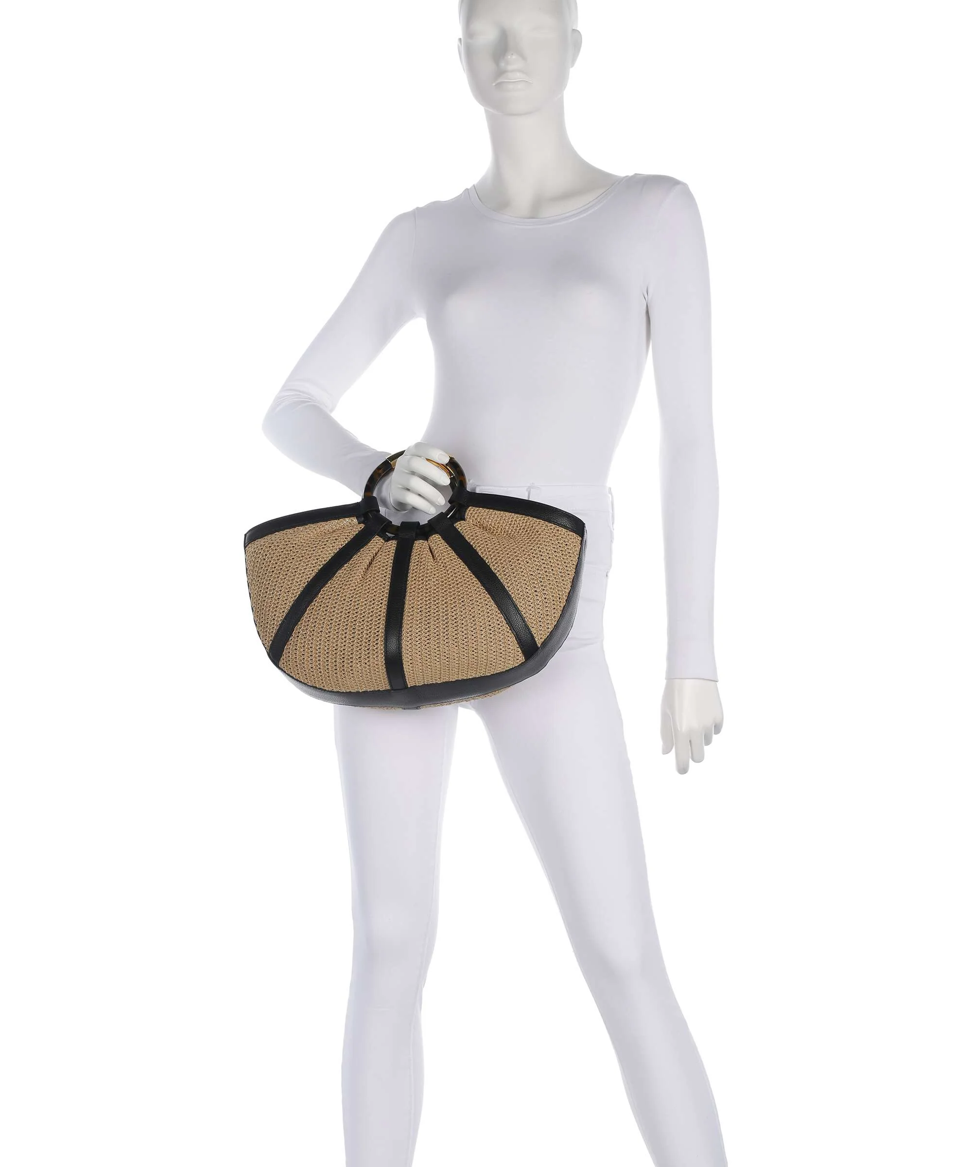 Coccinelle Shell Straw Torebka natural/noir - Image 3