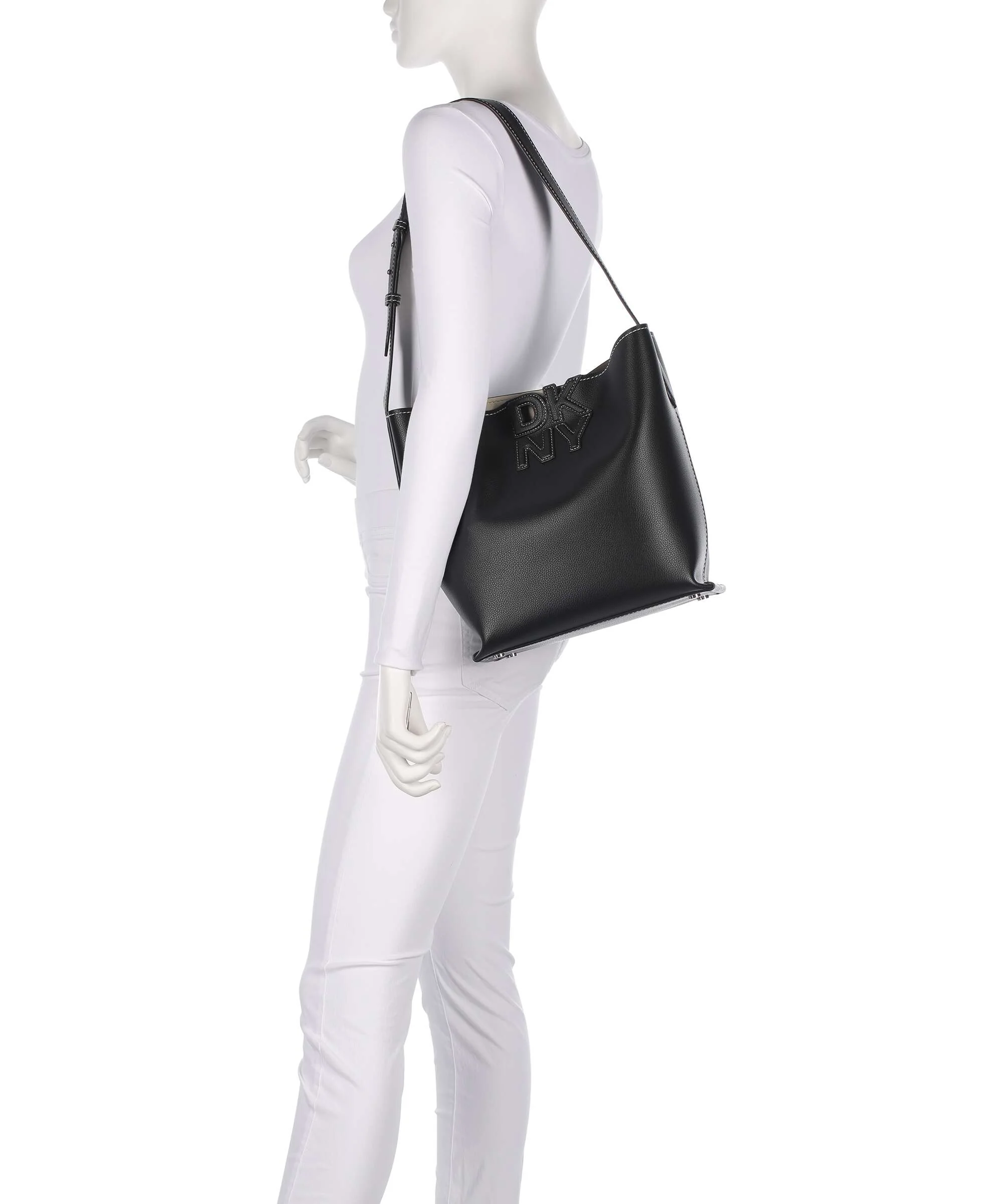 DKNY Nicole Torebka worek black/light taupe - Image 3