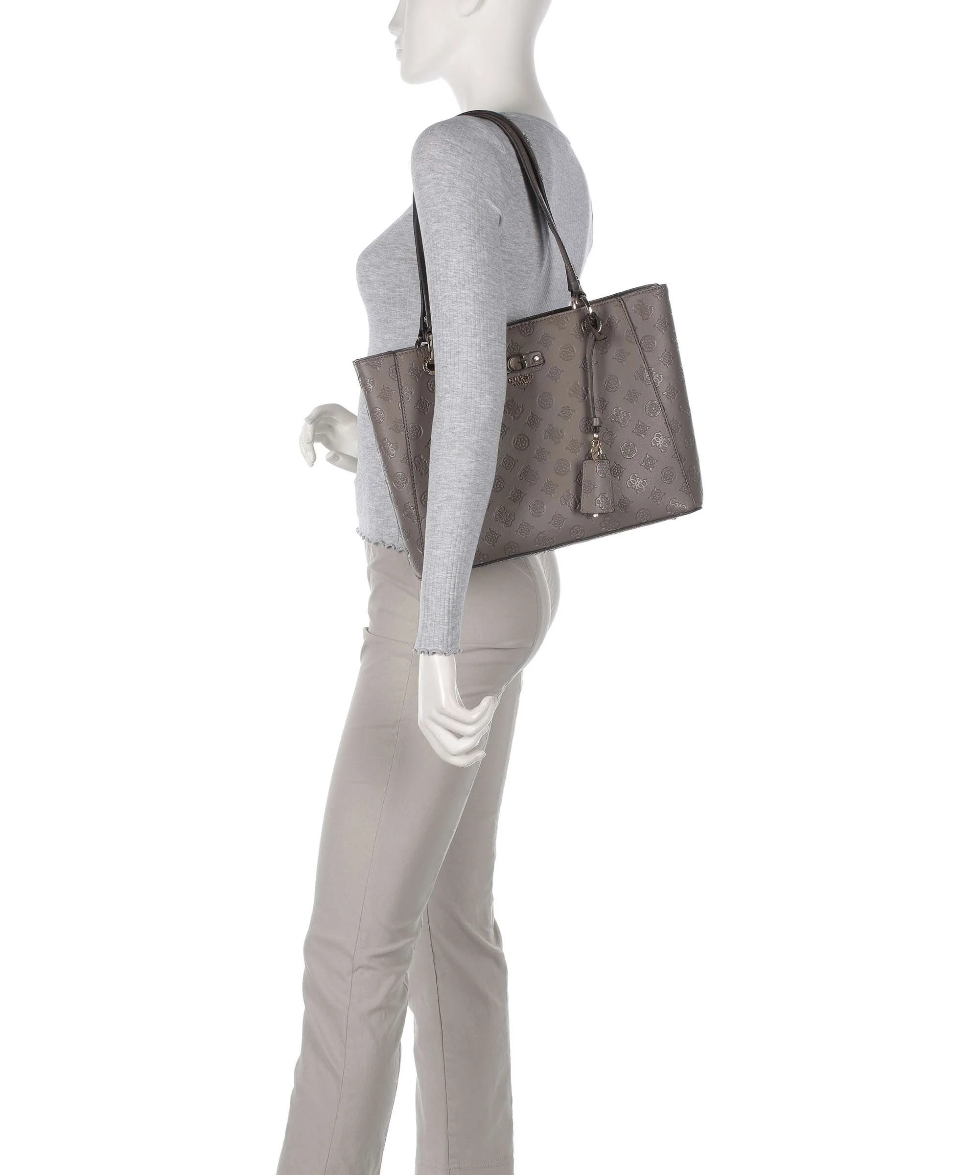 Guess Gerty Peony Torba na zakupy dark taupe - Image 3