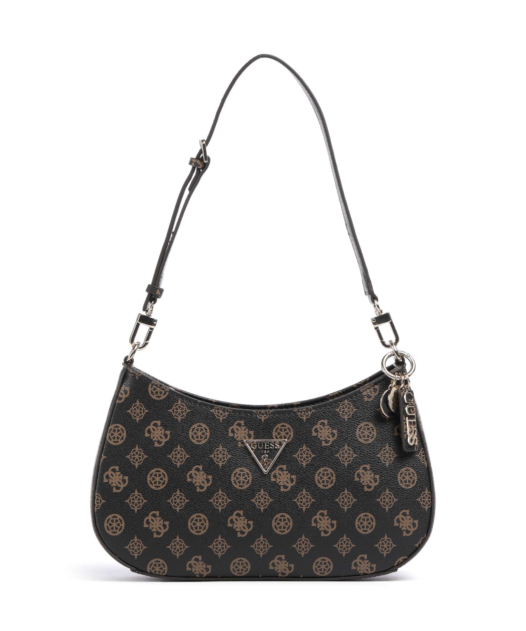 Guess Noelle Printed Peony Torba na ramię mocha logo