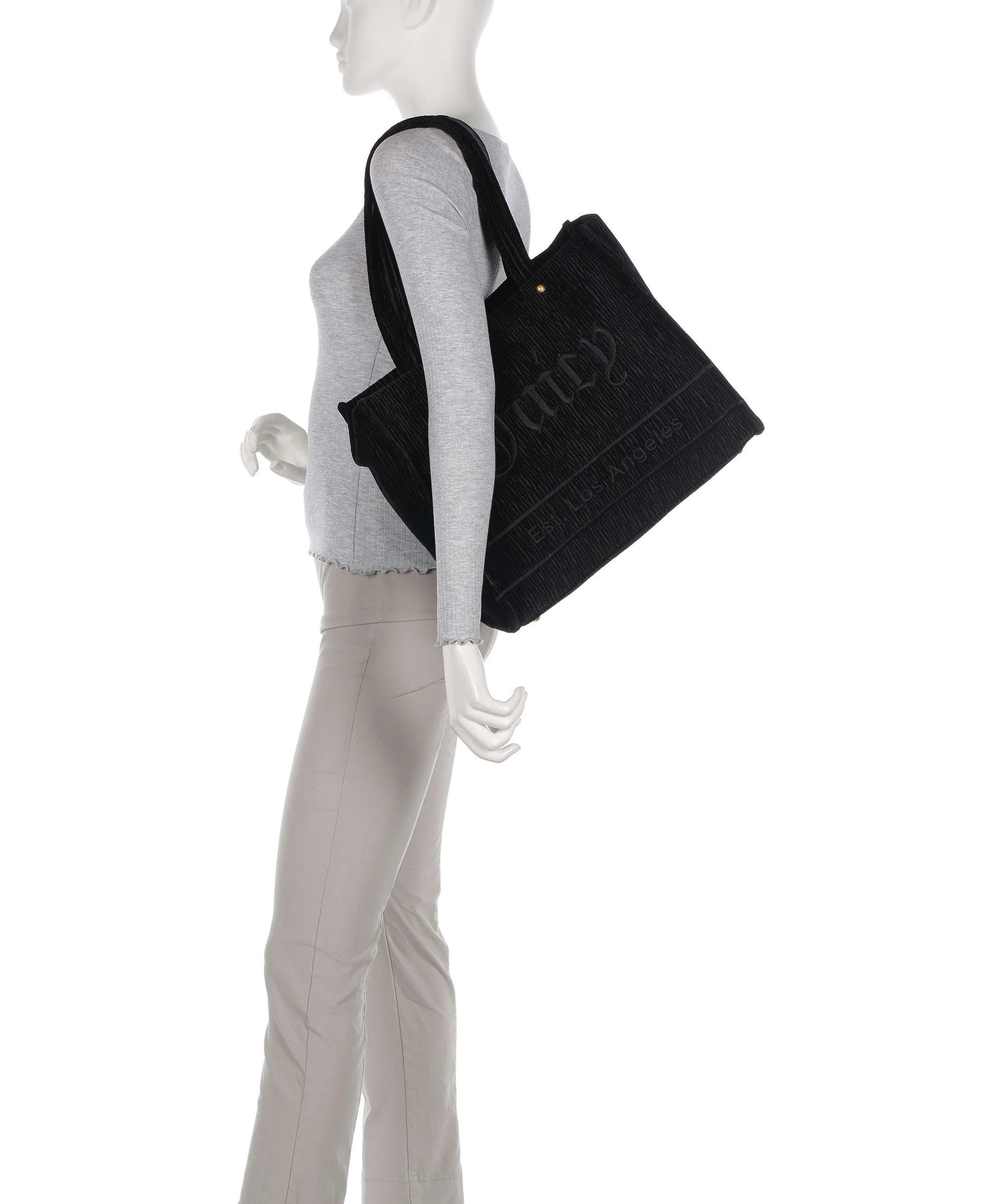 Juicy Couture Iris Crinkled Velvet L Torba na zakupy black - Image 3