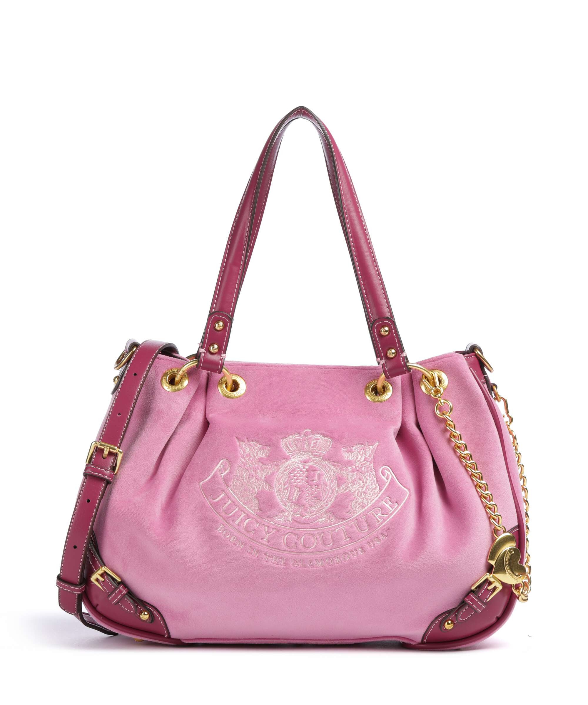 Juicy Couture Twig Narrative Velvet M Torebka worek super pink