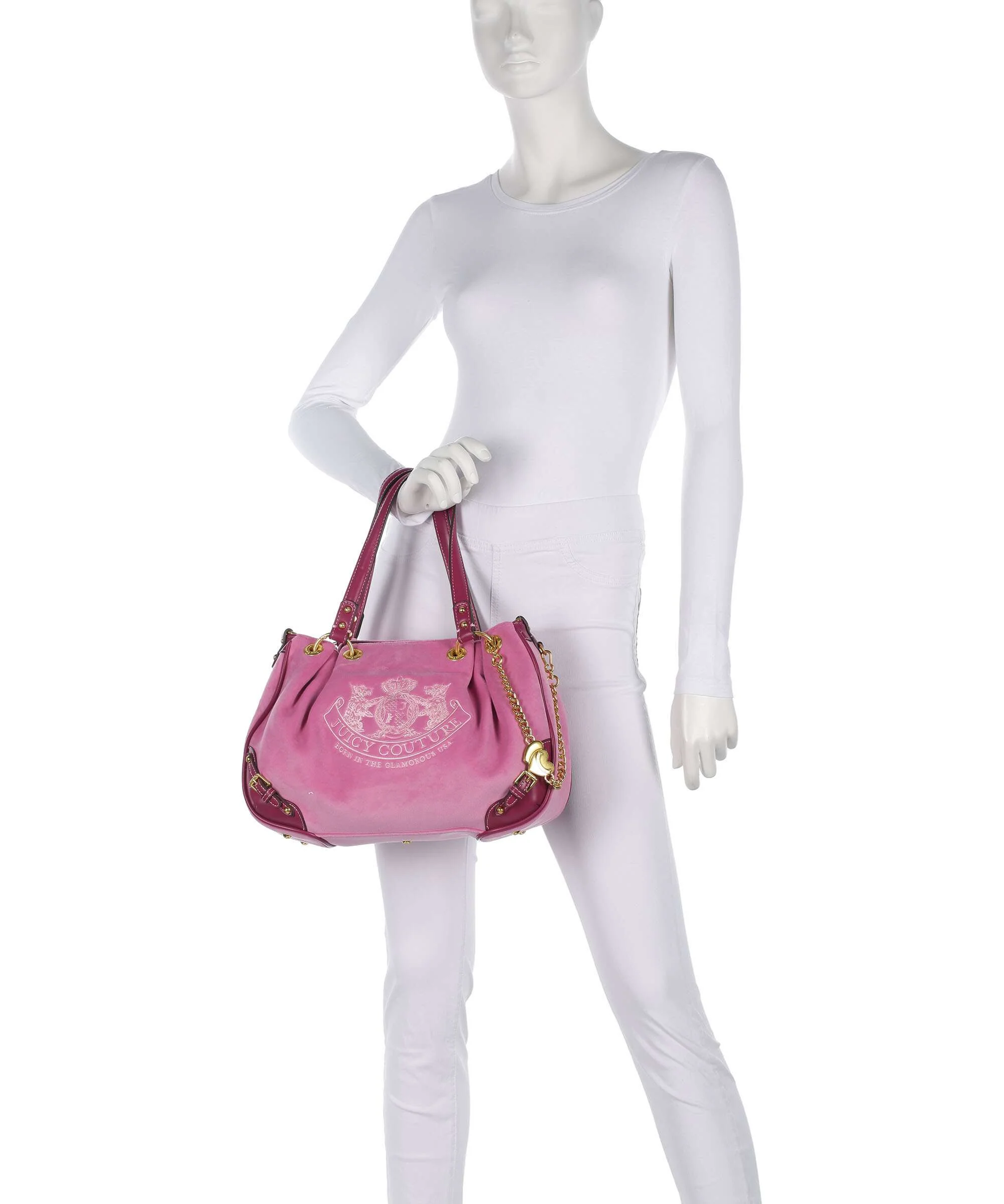Juicy Couture Twig Narrative Velvet M Torebka worek super pink - Image 3