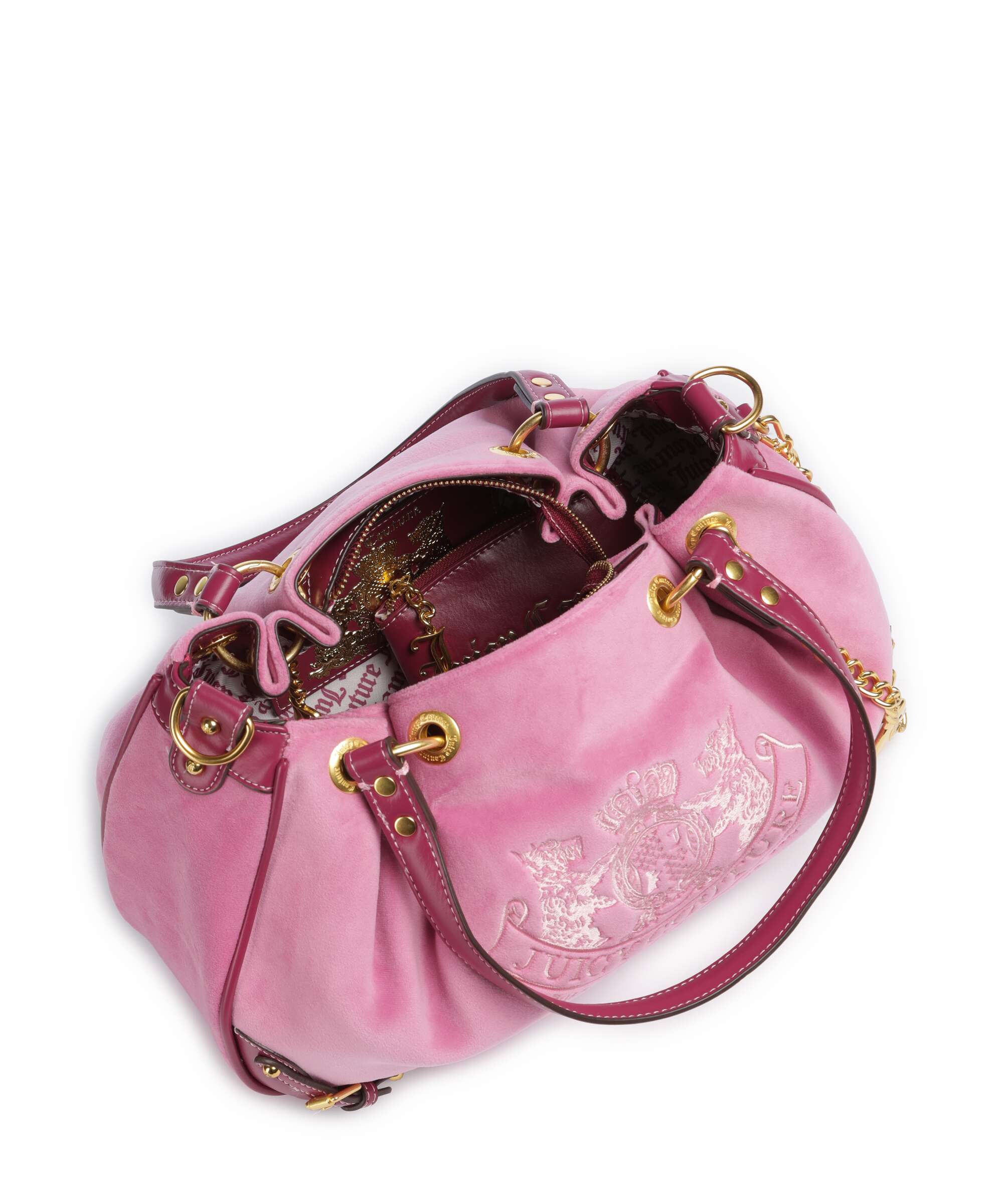 Juicy Couture Twig Narrative Velvet M Torebka worek super pink - Image 7