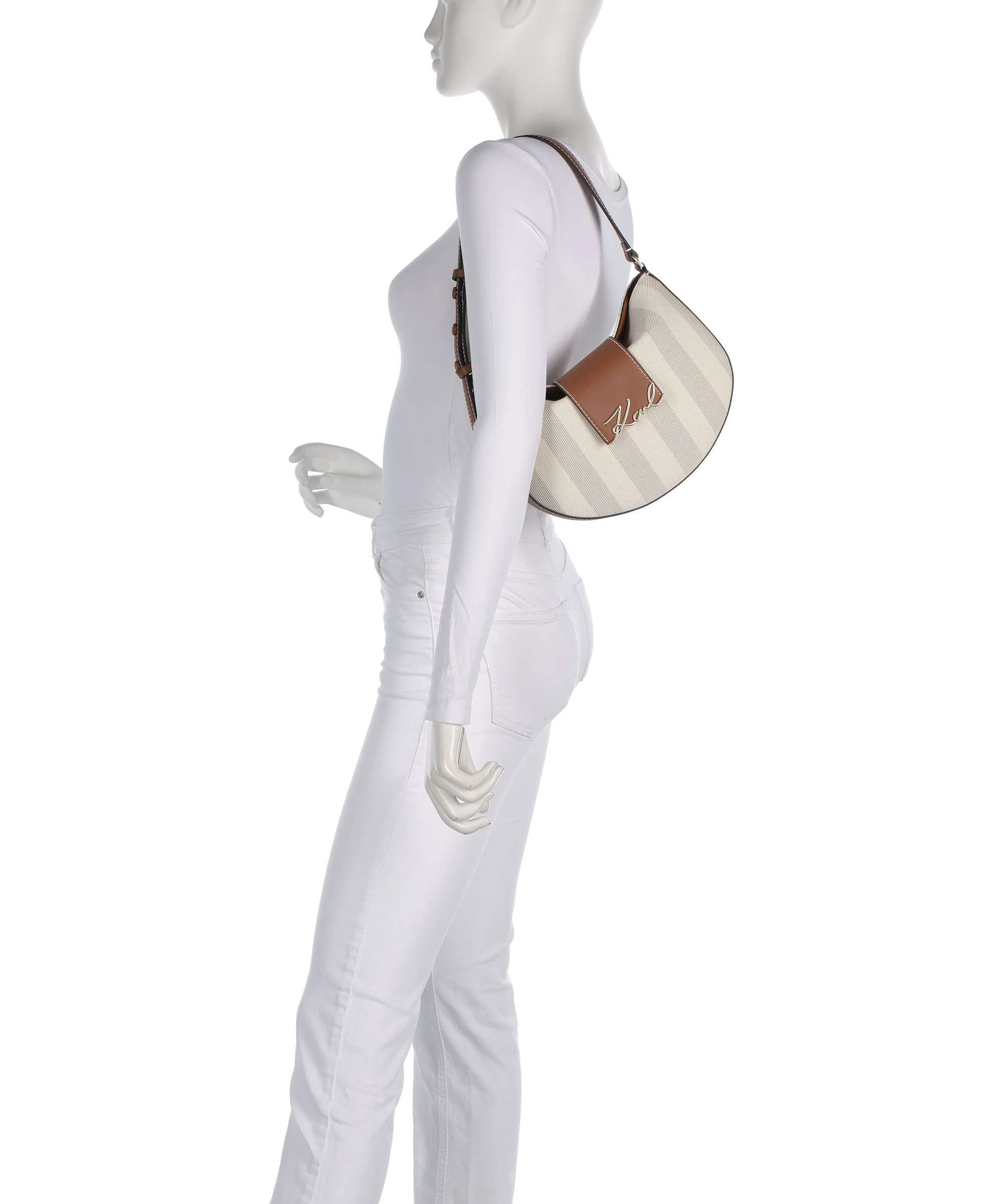 Karl Lagerfeld K/Signature Torba na ramię natural canvas/tan - Image 3