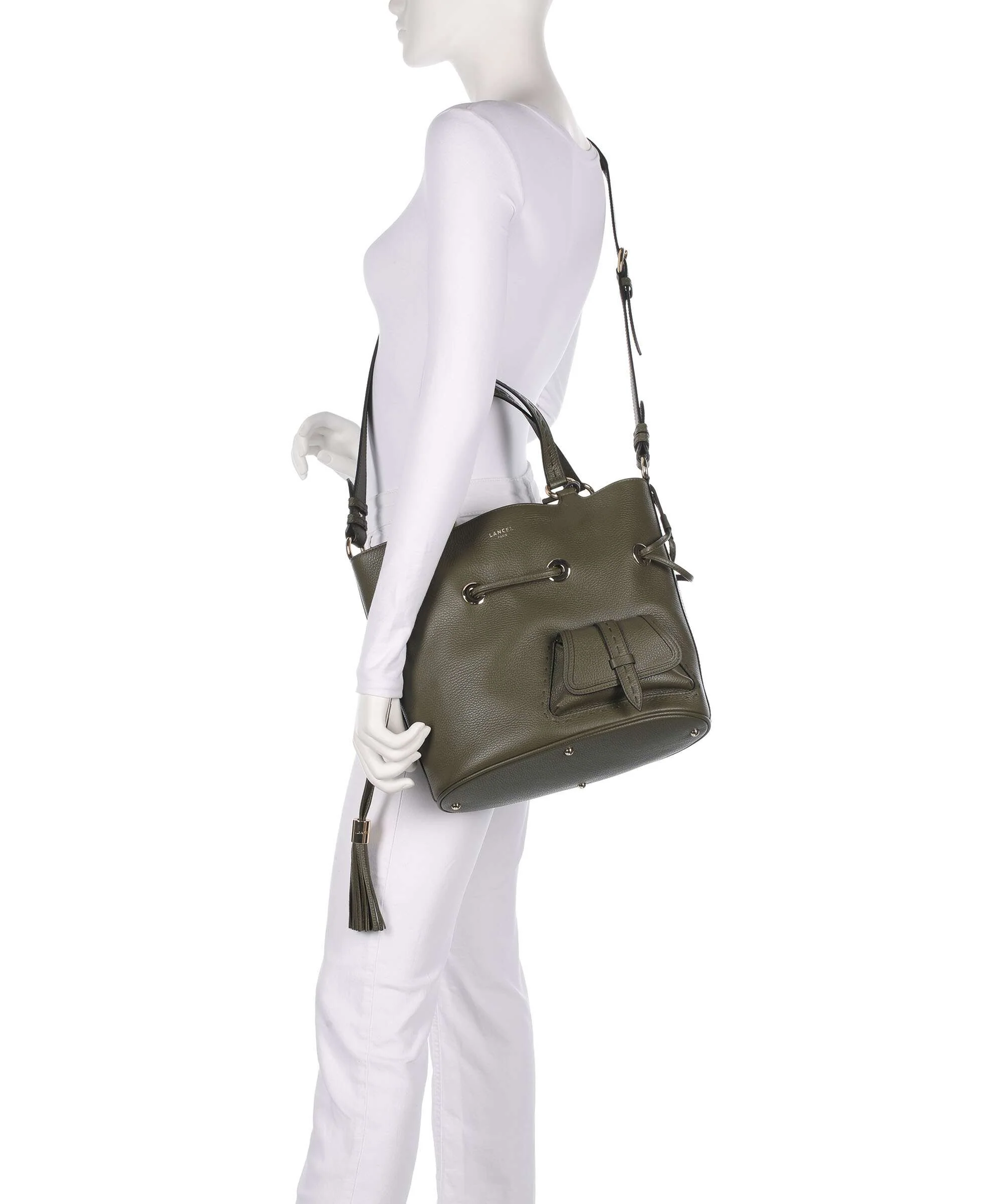 Lancel Premier Flirt M Torebka worek dark khaki - Image 3