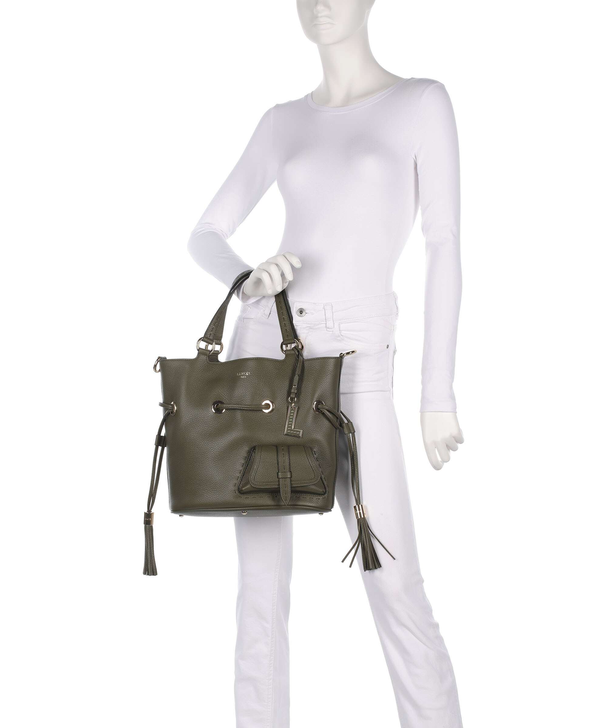 Lancel Premier Flirt M Torebka worek dark khaki - Image 4