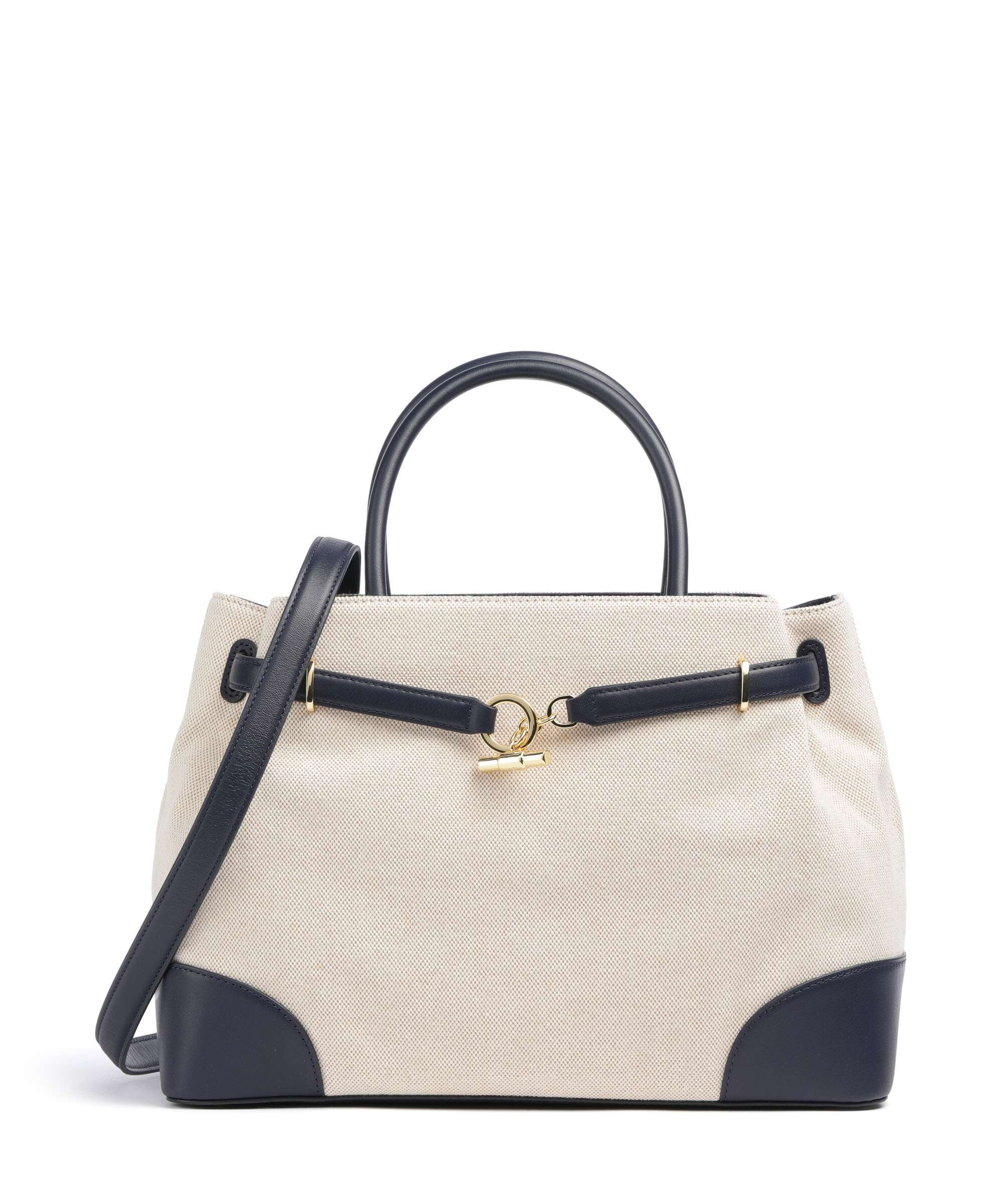 Lauren Ralph Lauren Blaike Large Torebka natural/buff canvas/refined navy