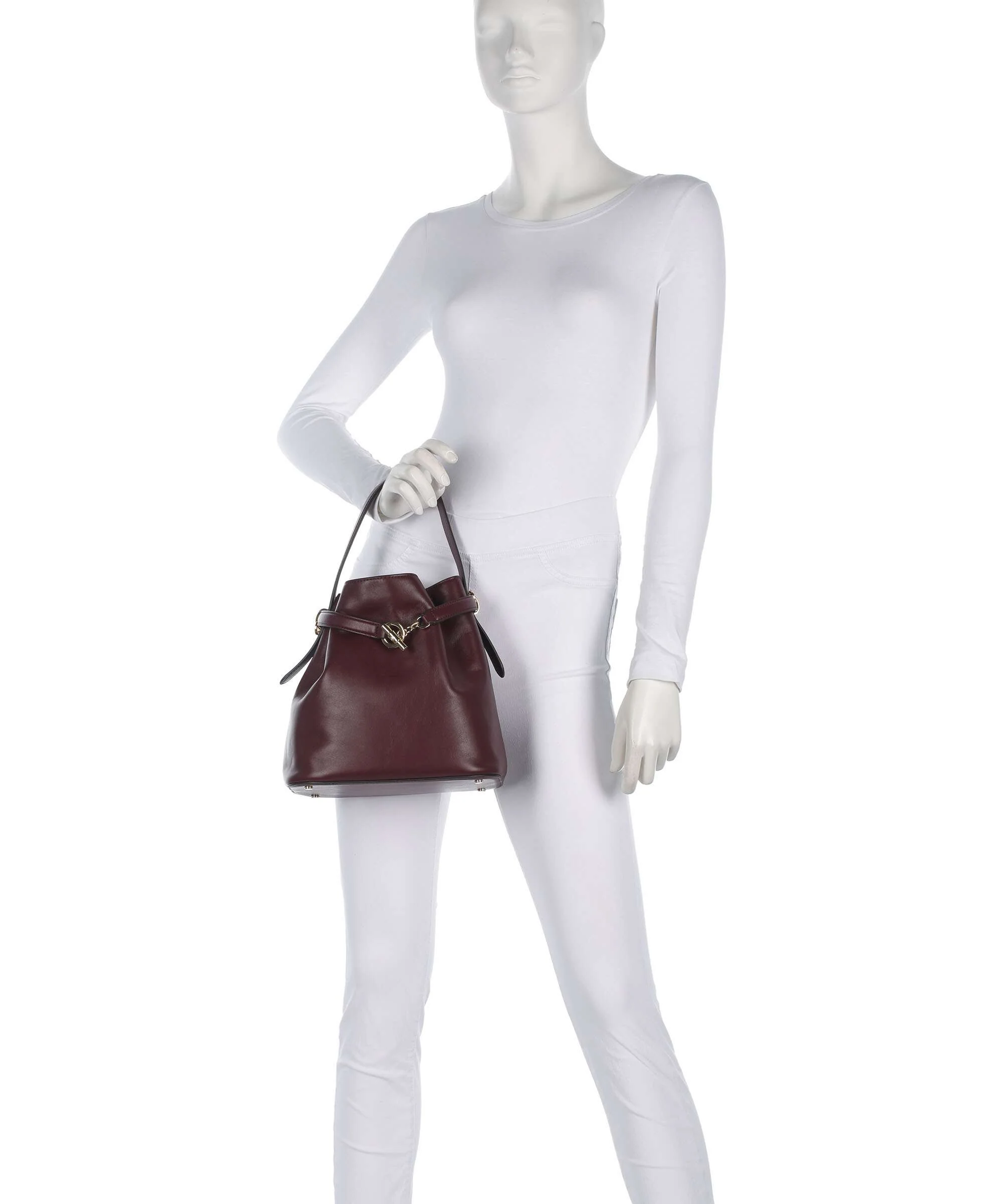 Lauren Ralph Lauren Blaike Medium Torebka worek dark garnet - Image 4