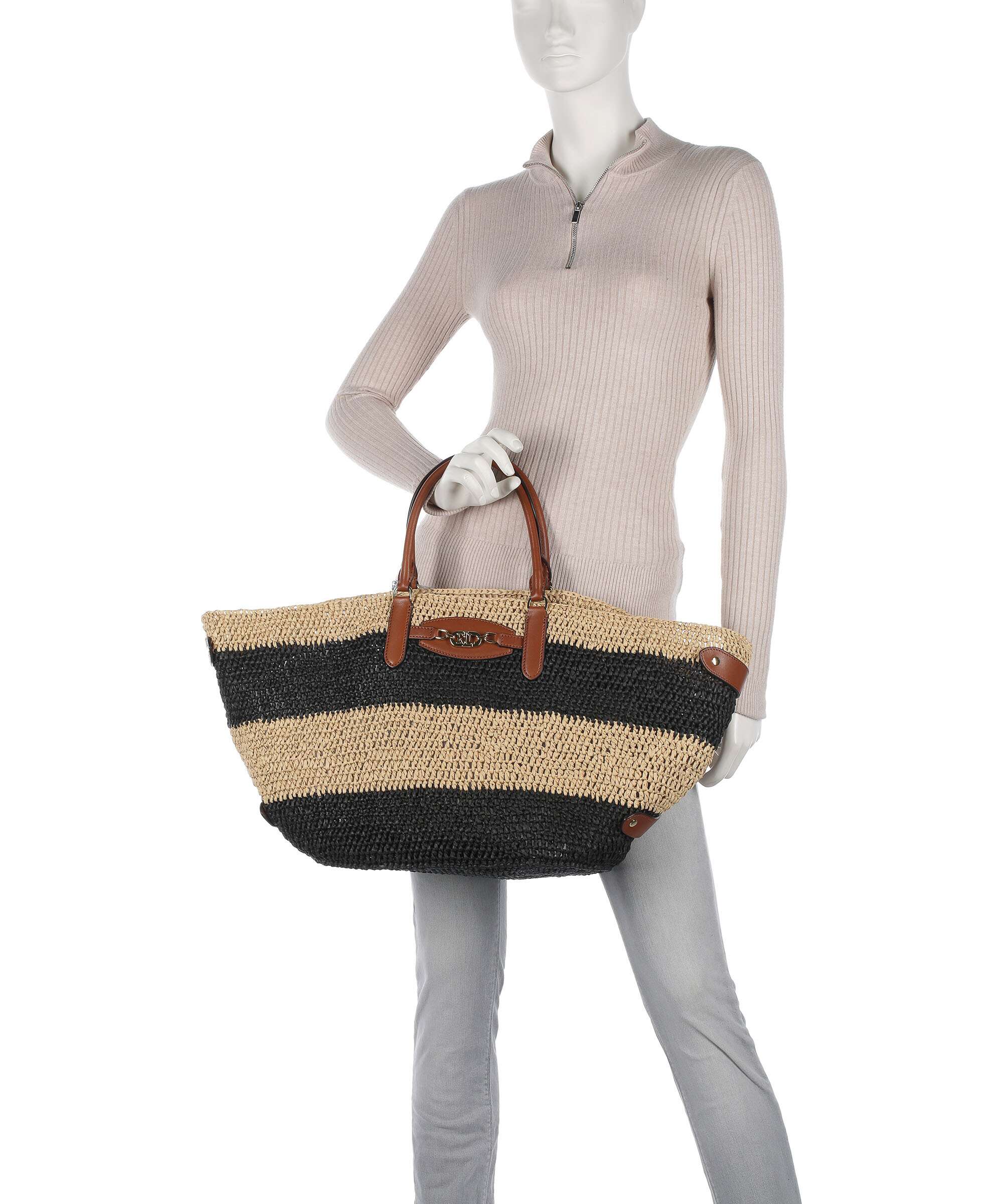 Lauren Ralph Lauren Daphney 40 Straw Torebka natural/black/lauren tan - Image 3