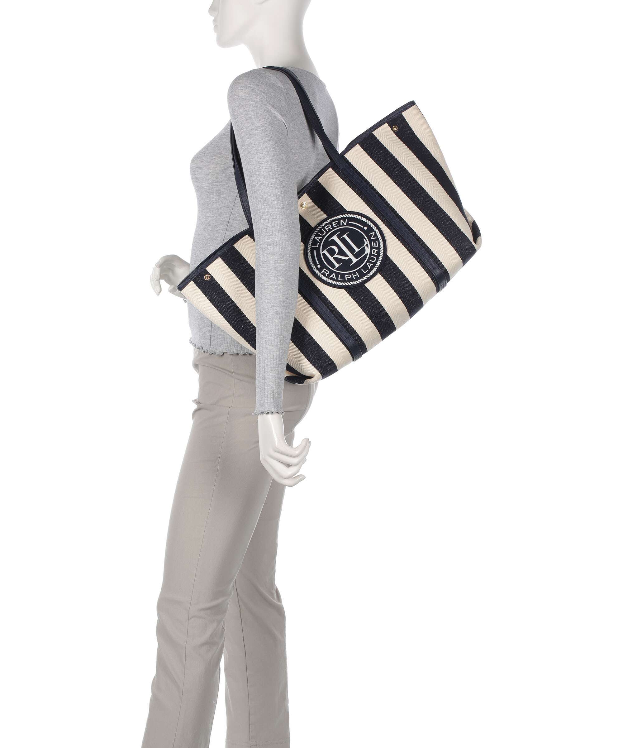 Lauren Ralph Lauren Emerie Extra Large Torba na zakupy natural/refined navy stripe - Image 3