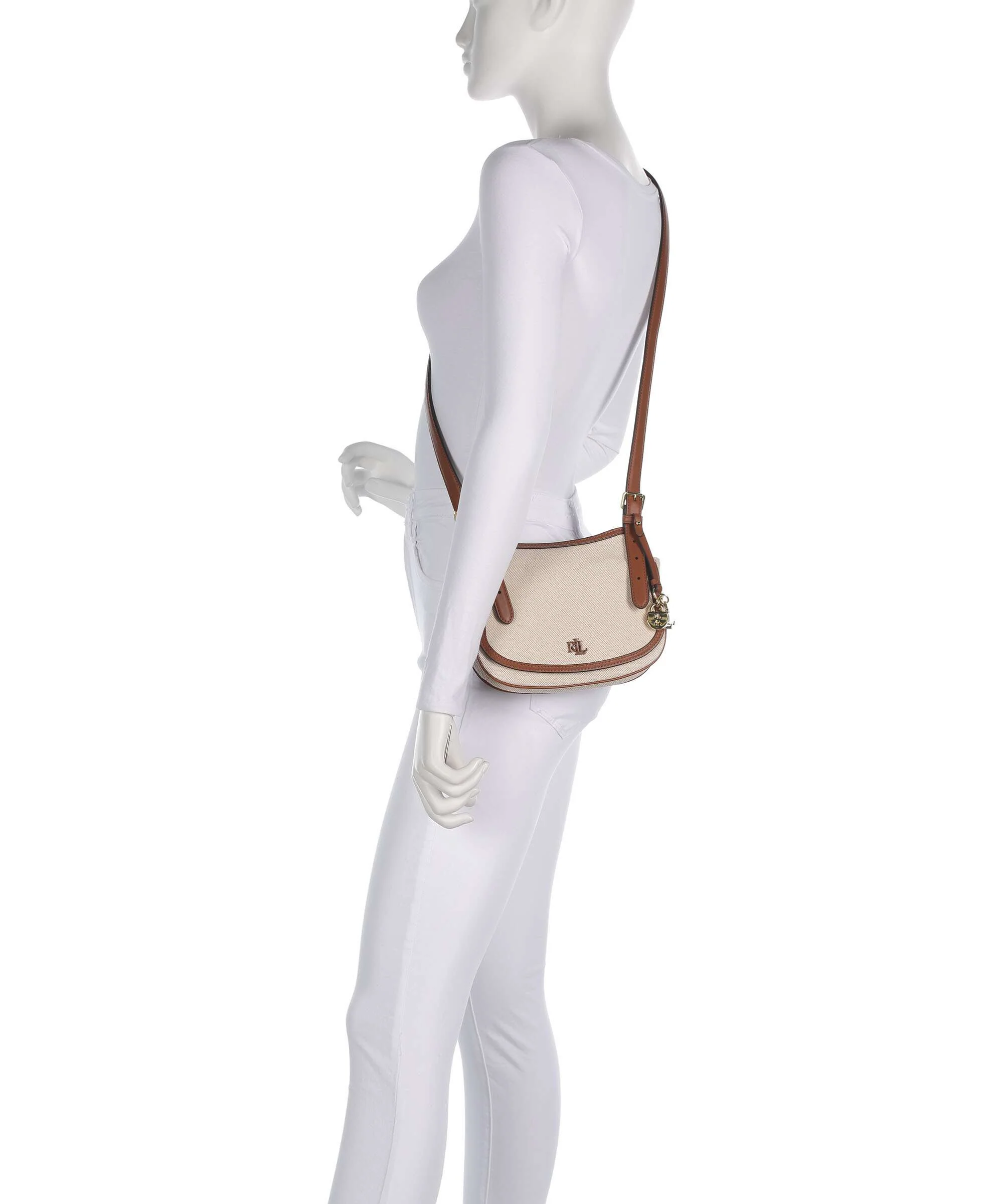 Lauren Ralph Lauren Marcy Medium Torba przez ramię natural/buff canvas/lauren tan - Image 3