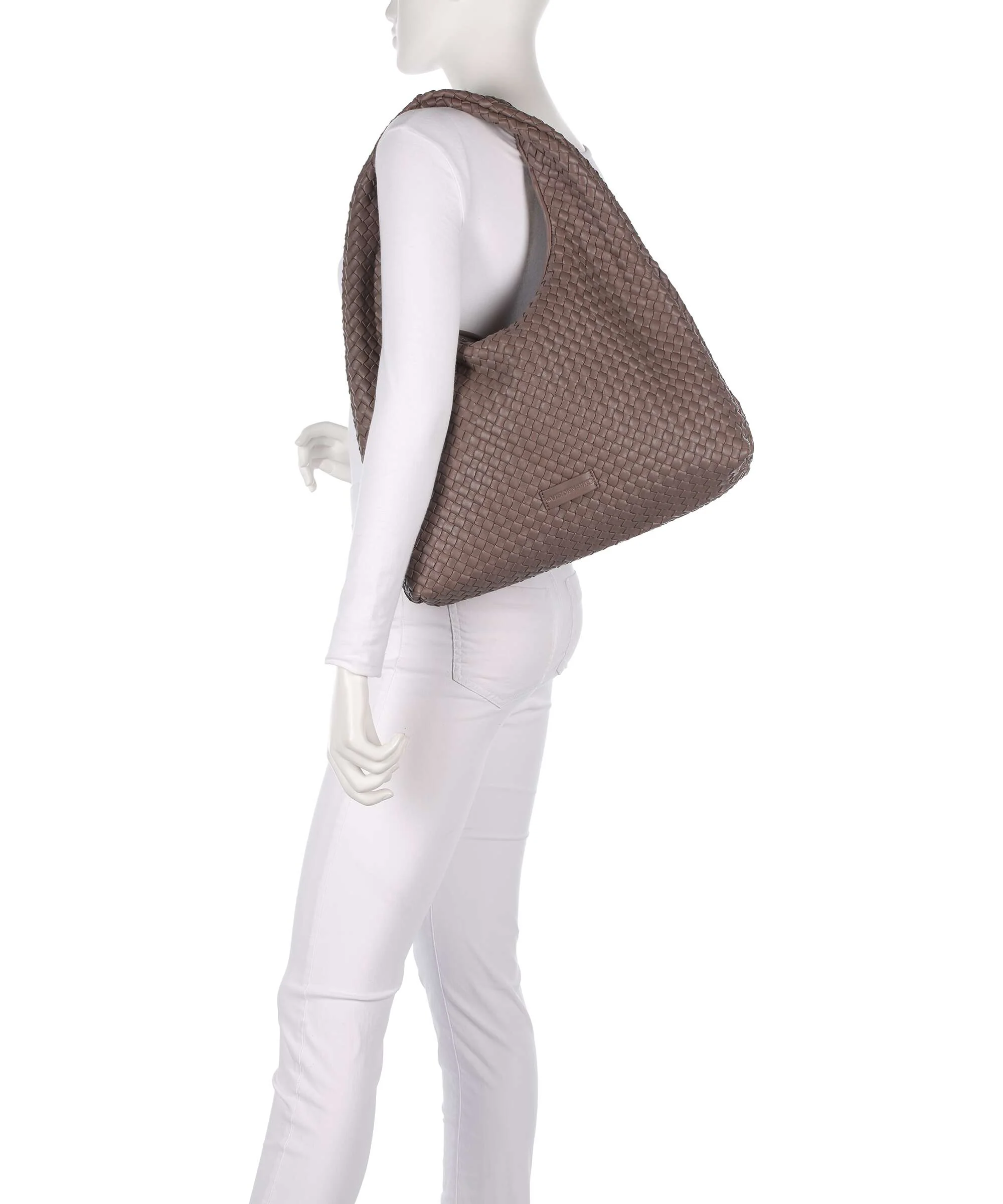 Les Visionnaires Jade Weave Silky Torebka worek taupe brown - Image 3