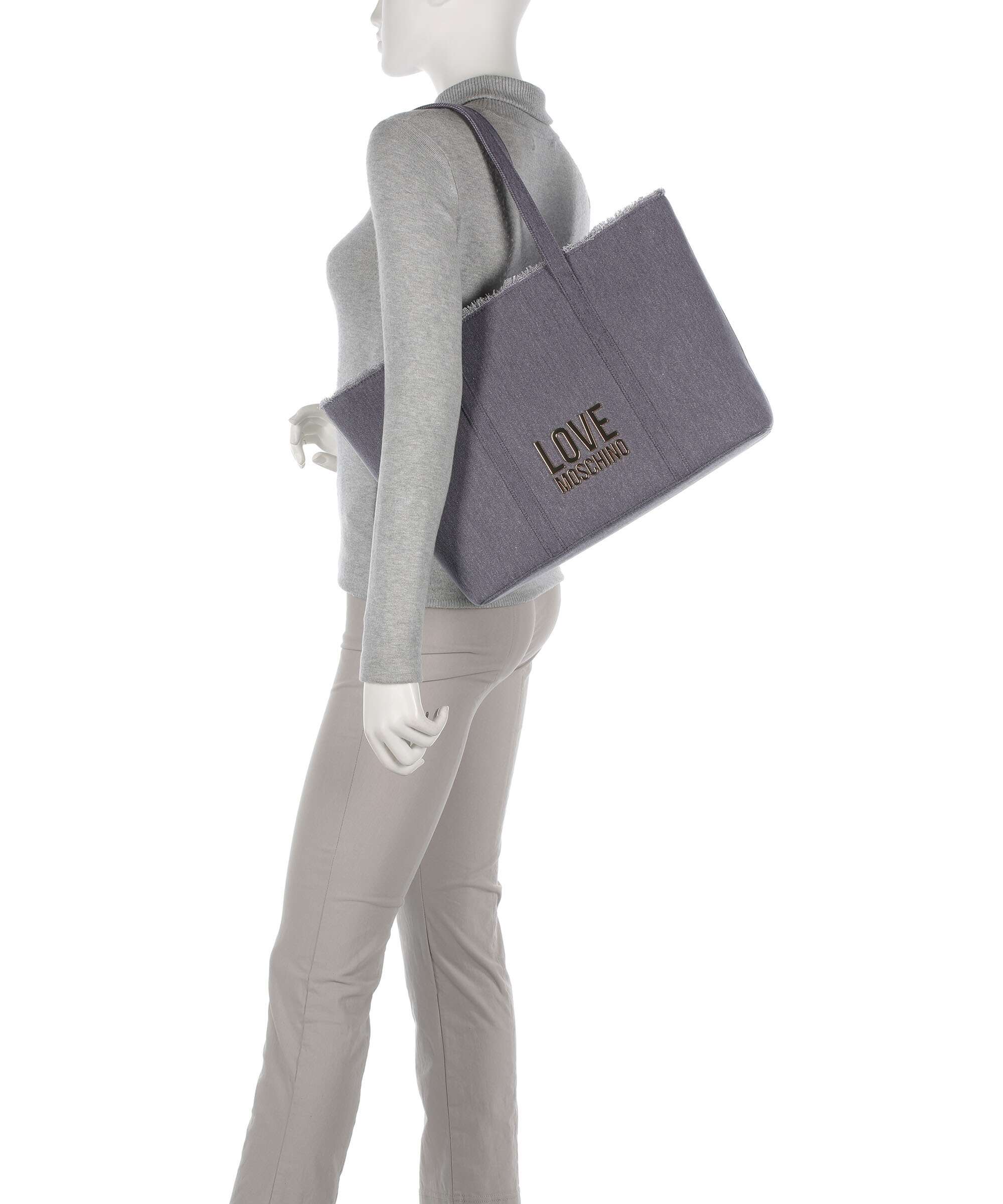 Love Moschino Denim Icon Torba na zakupy light blue - Image 3