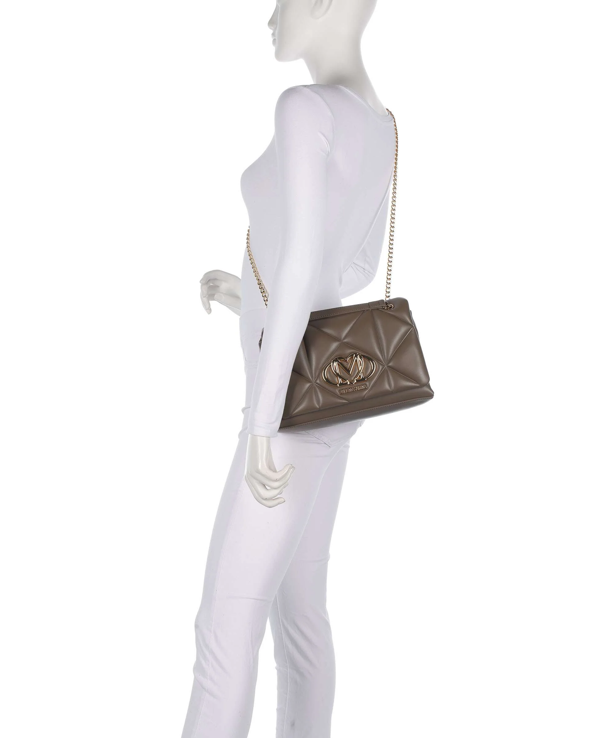 Love Moschino Embossed Q Torba na ramię mud - Image 5