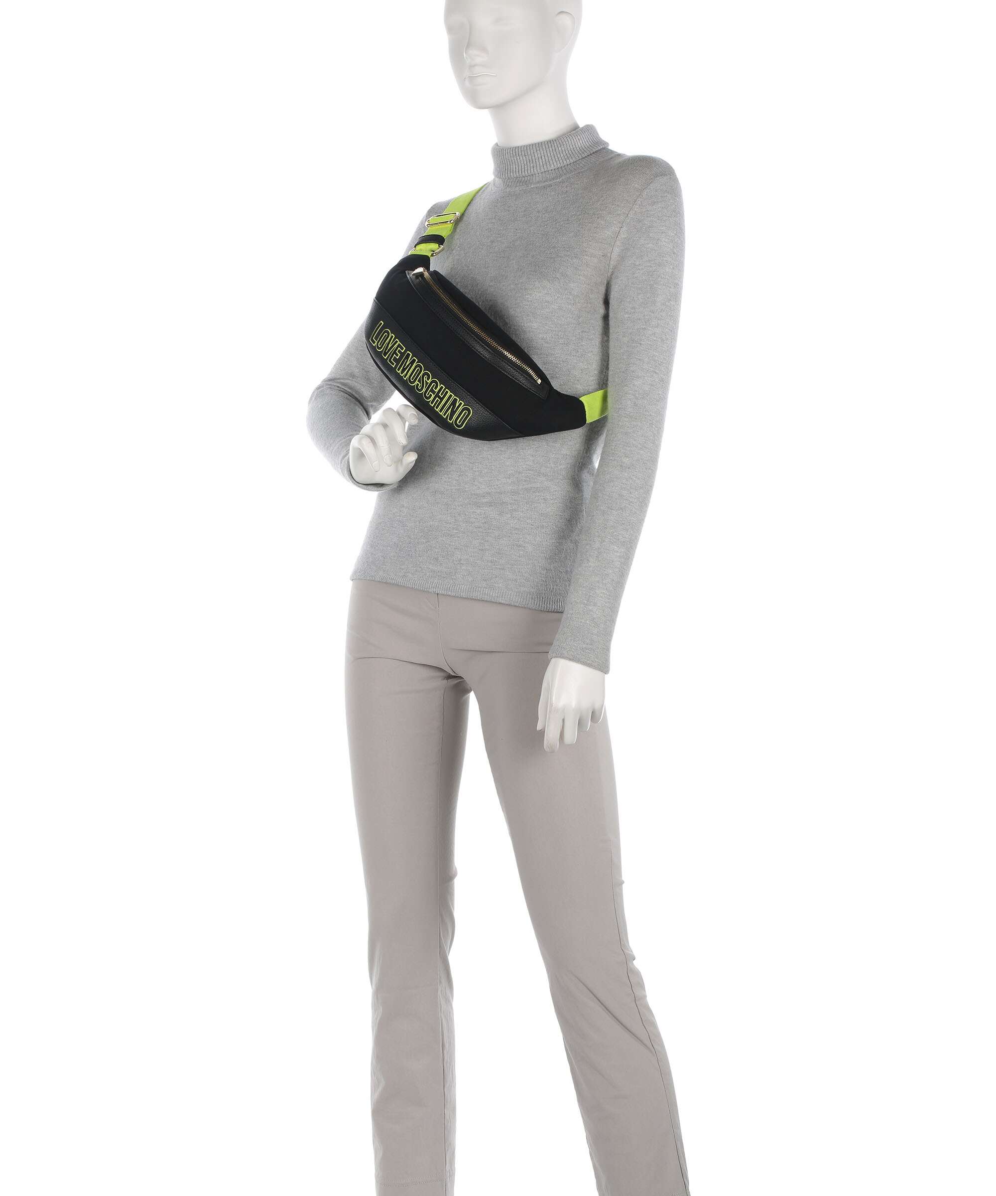 Love Moschino Free Time Saszetka nerka nero/lime - Image 3
