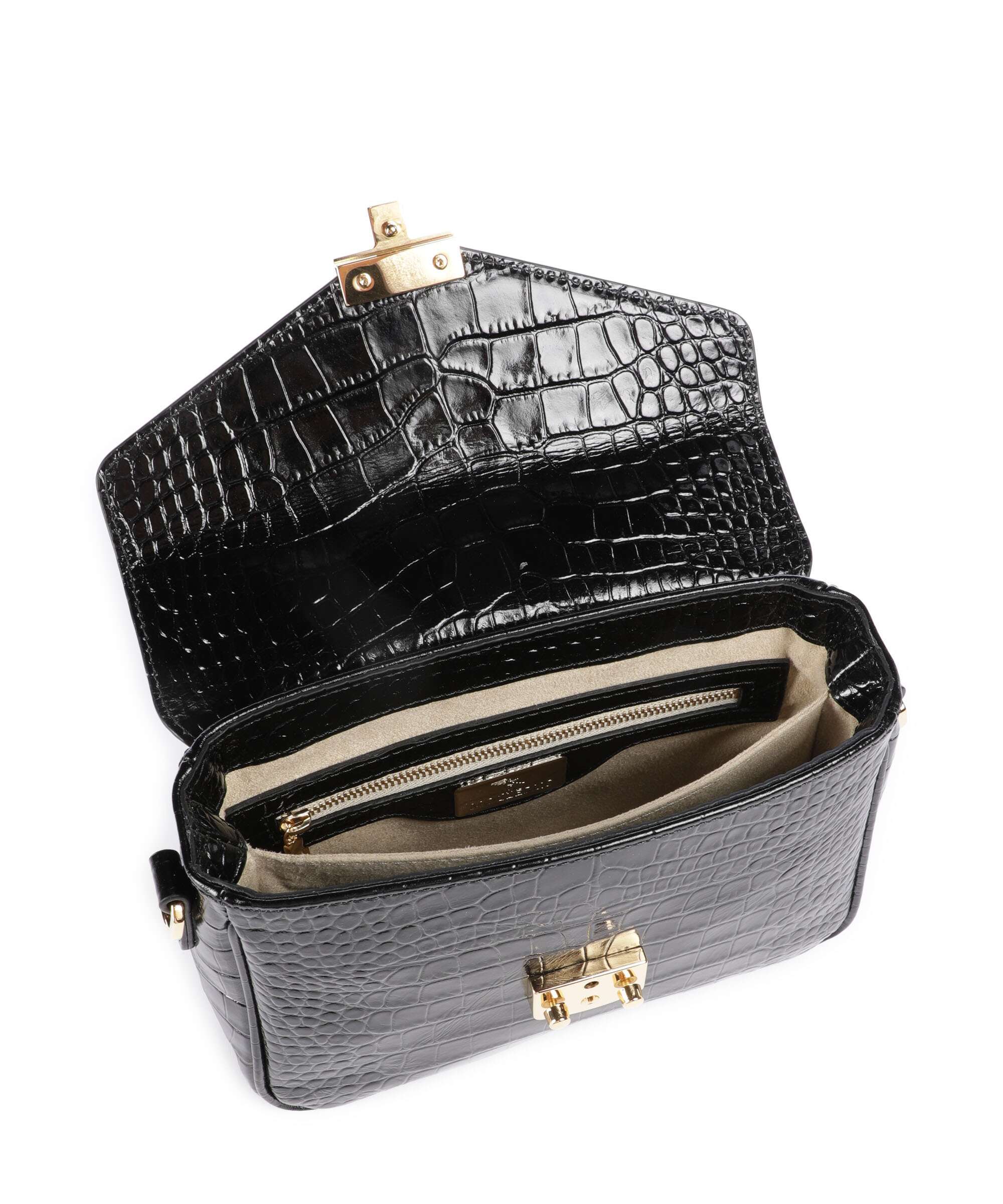 Maison Mollerus Croco Meyrin Torba przez ramię classic schwarz - Image 6