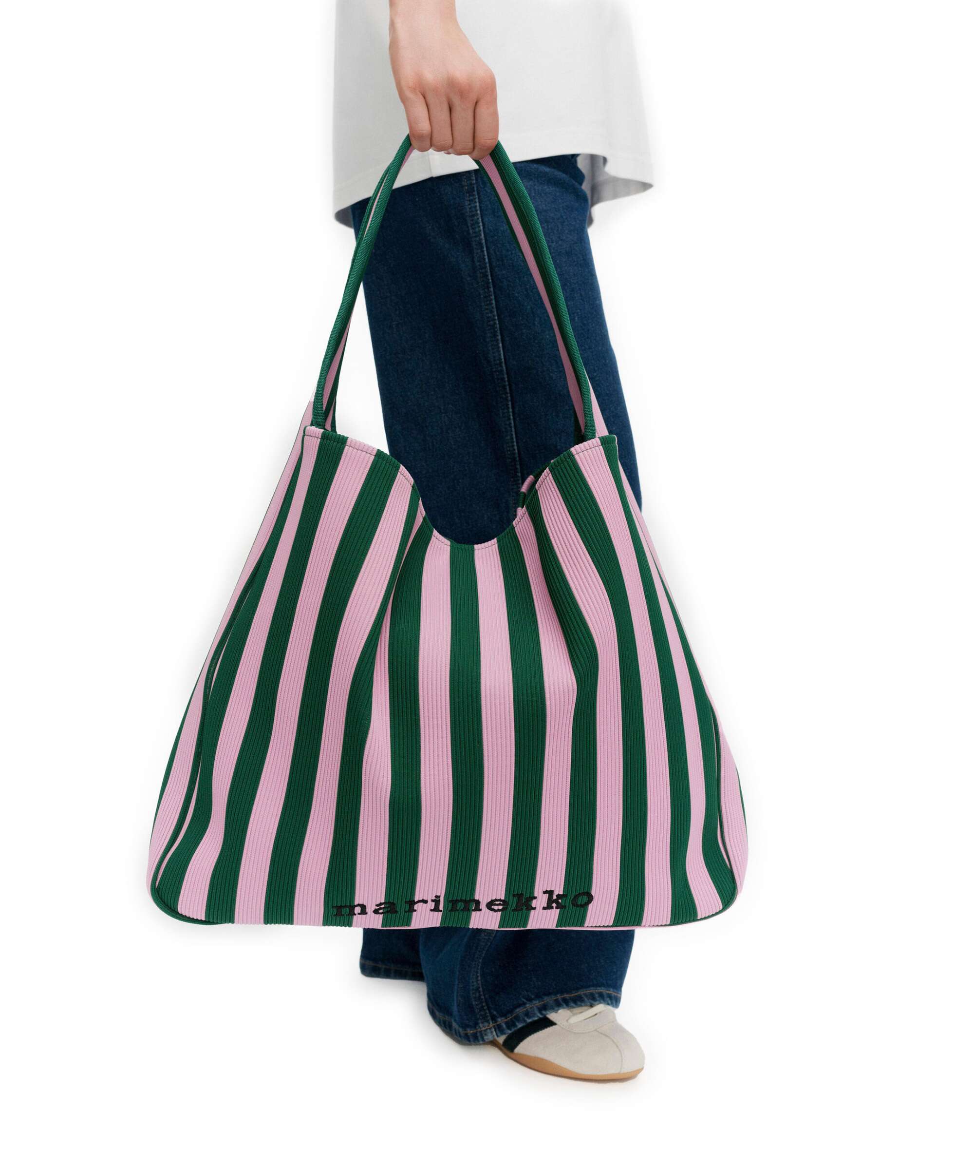 Marimekko Knitted Merirosvo Torebka worek pink/dark green - Image 3