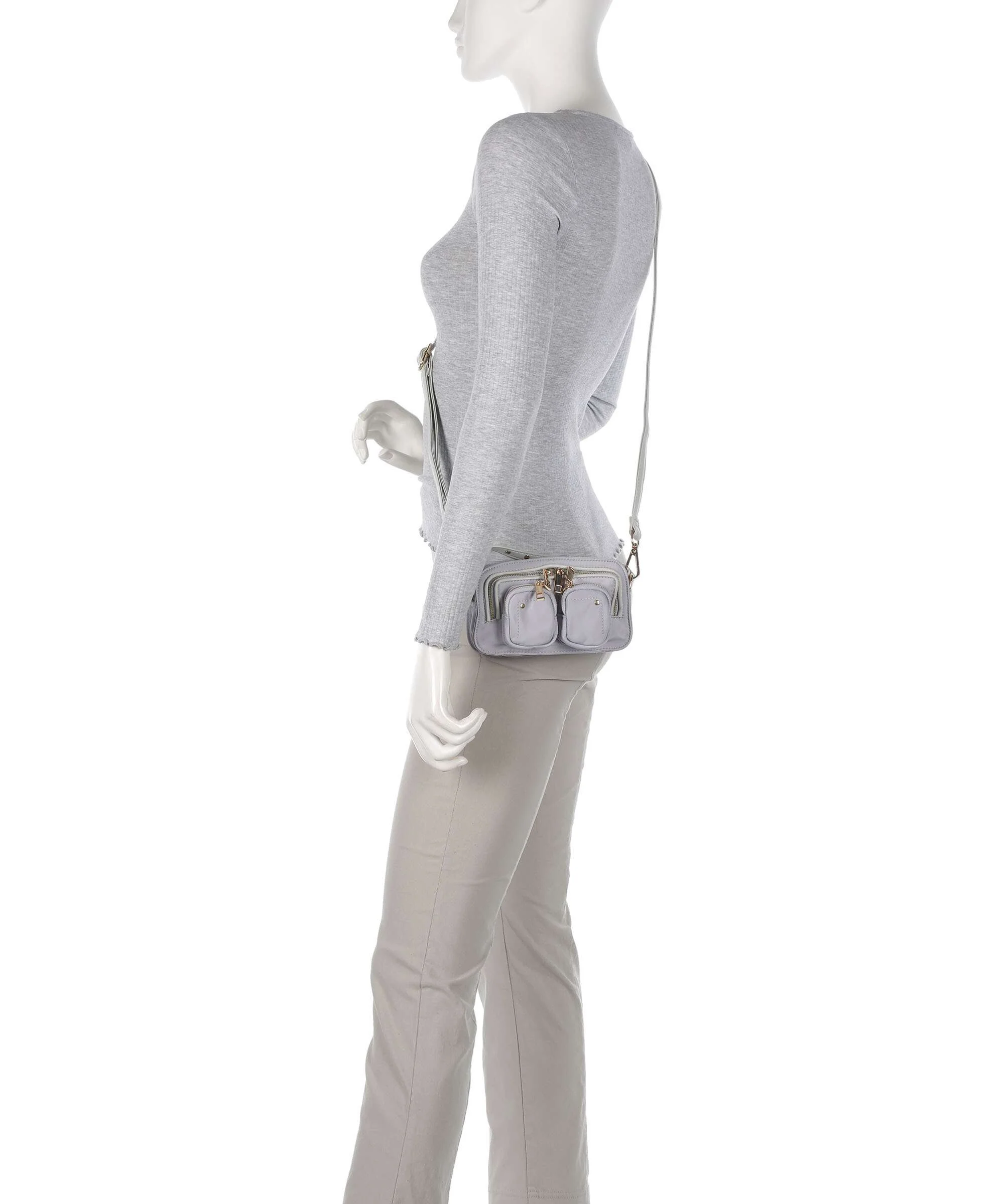 Núnoo Recycled Nylon Helena Torba przez ramię light grey - Image 3