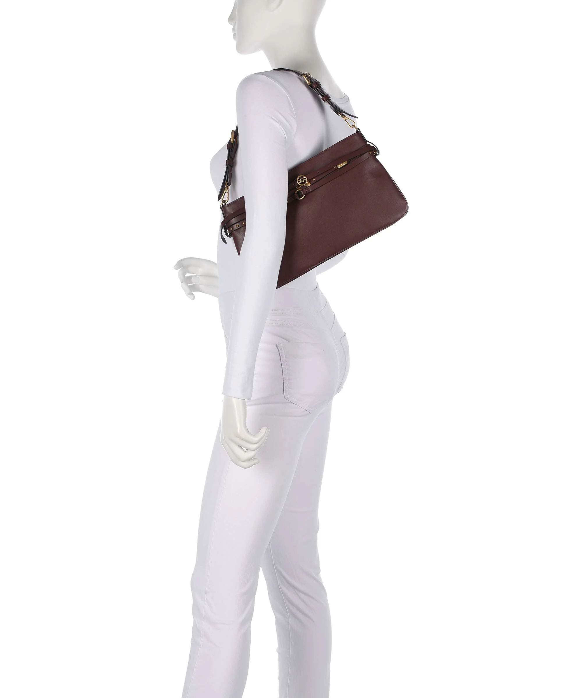 Pinko Belt Classic Torba na ramię burgundy wine/antique gold - Image 3