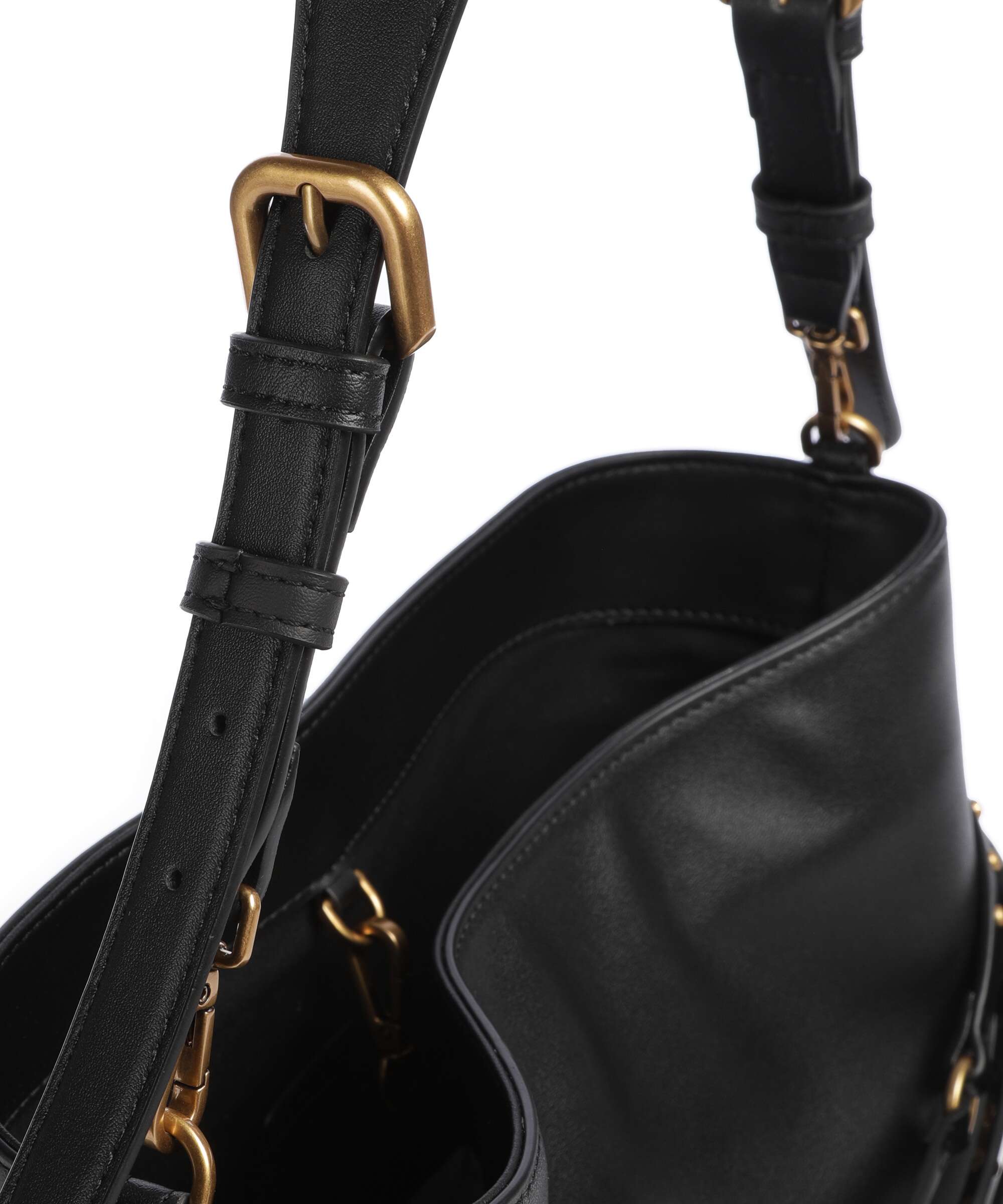 Pinko Belt Classic Torebka worek nero/antique gold - Image 4