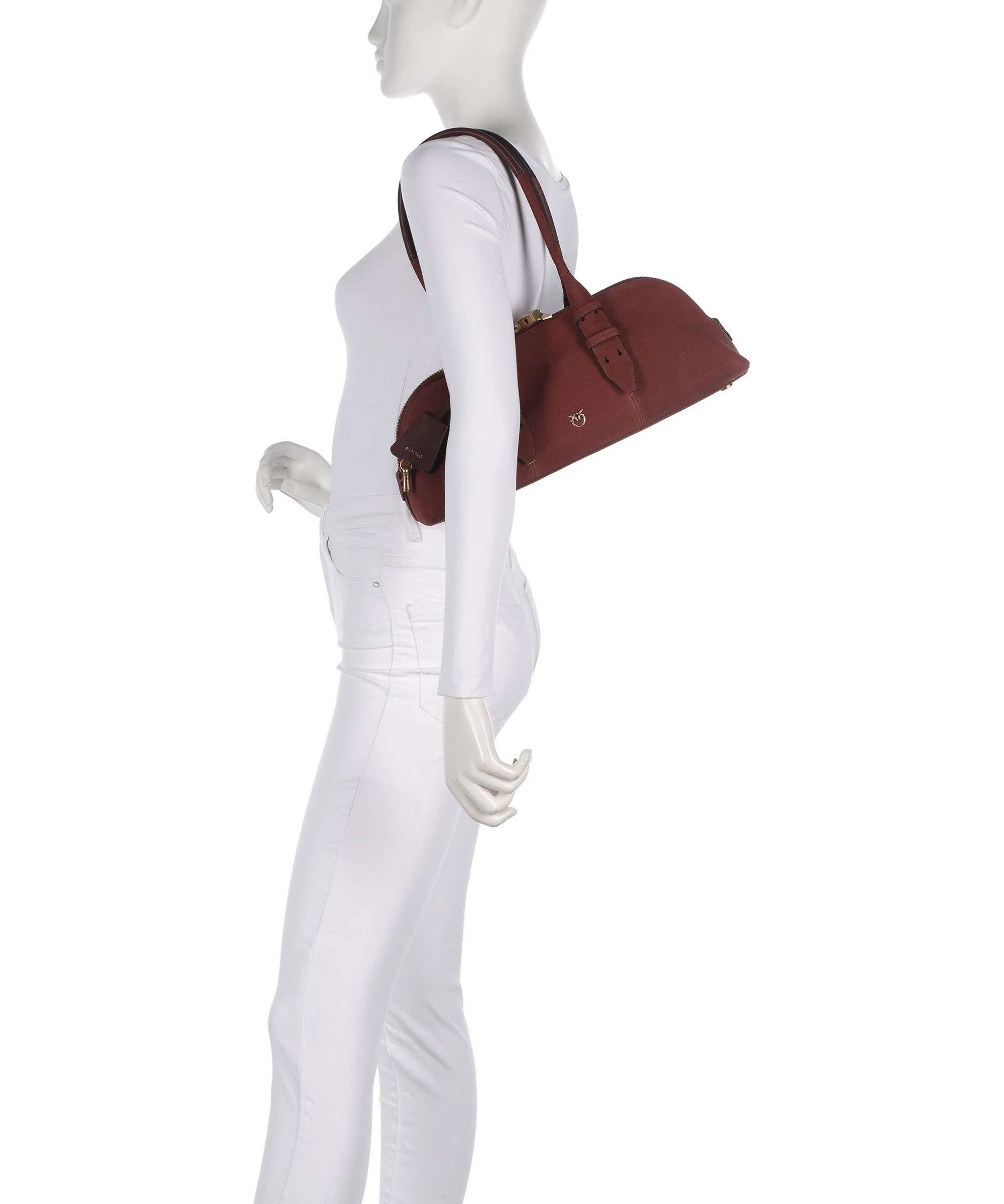 Pinko Bowling Horizontal Big Torba na ramię burgundy wine/antique gold - Image 3