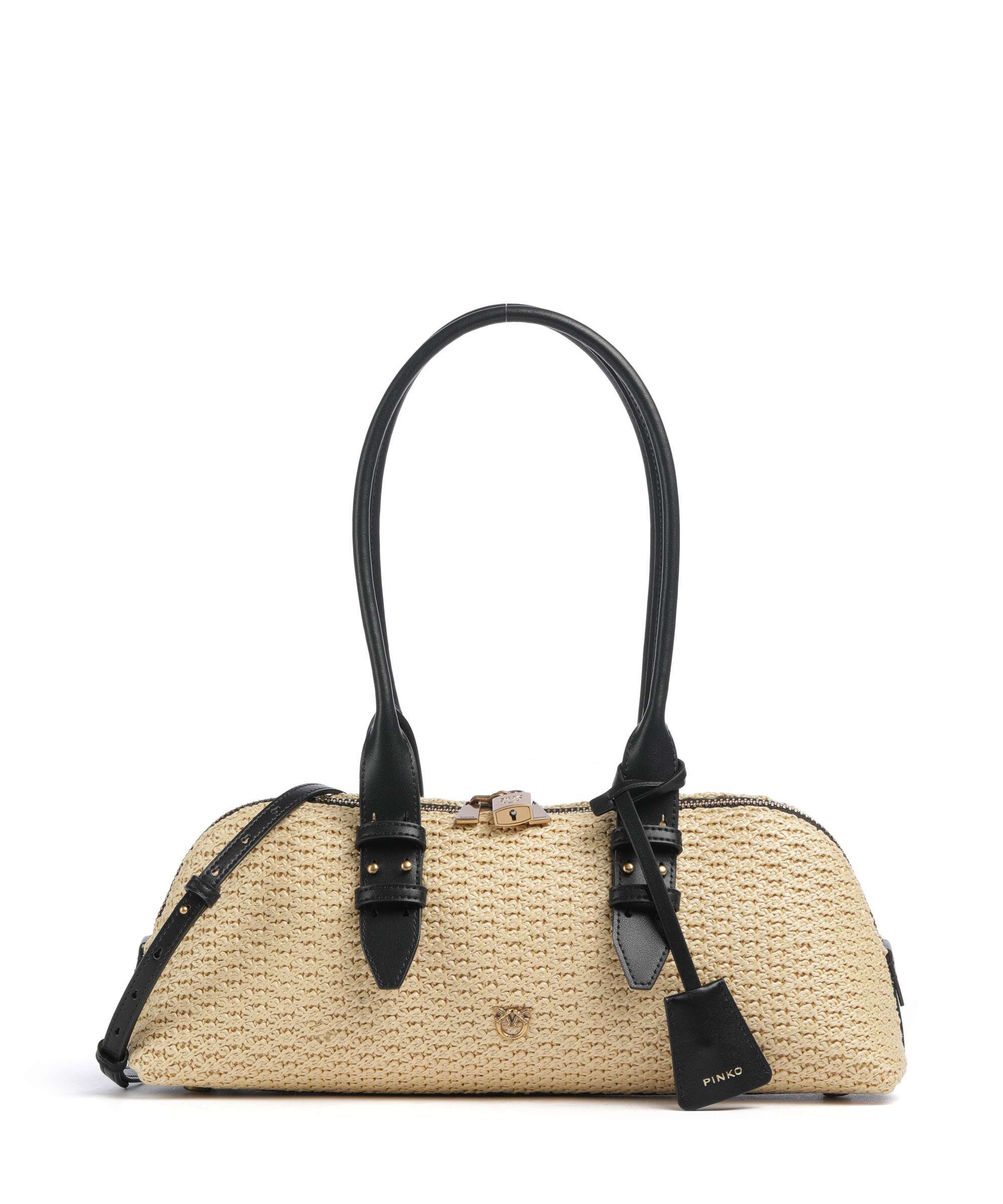 Pinko Bowling Horizontal Big Torebka raffia/bianco/antique gold