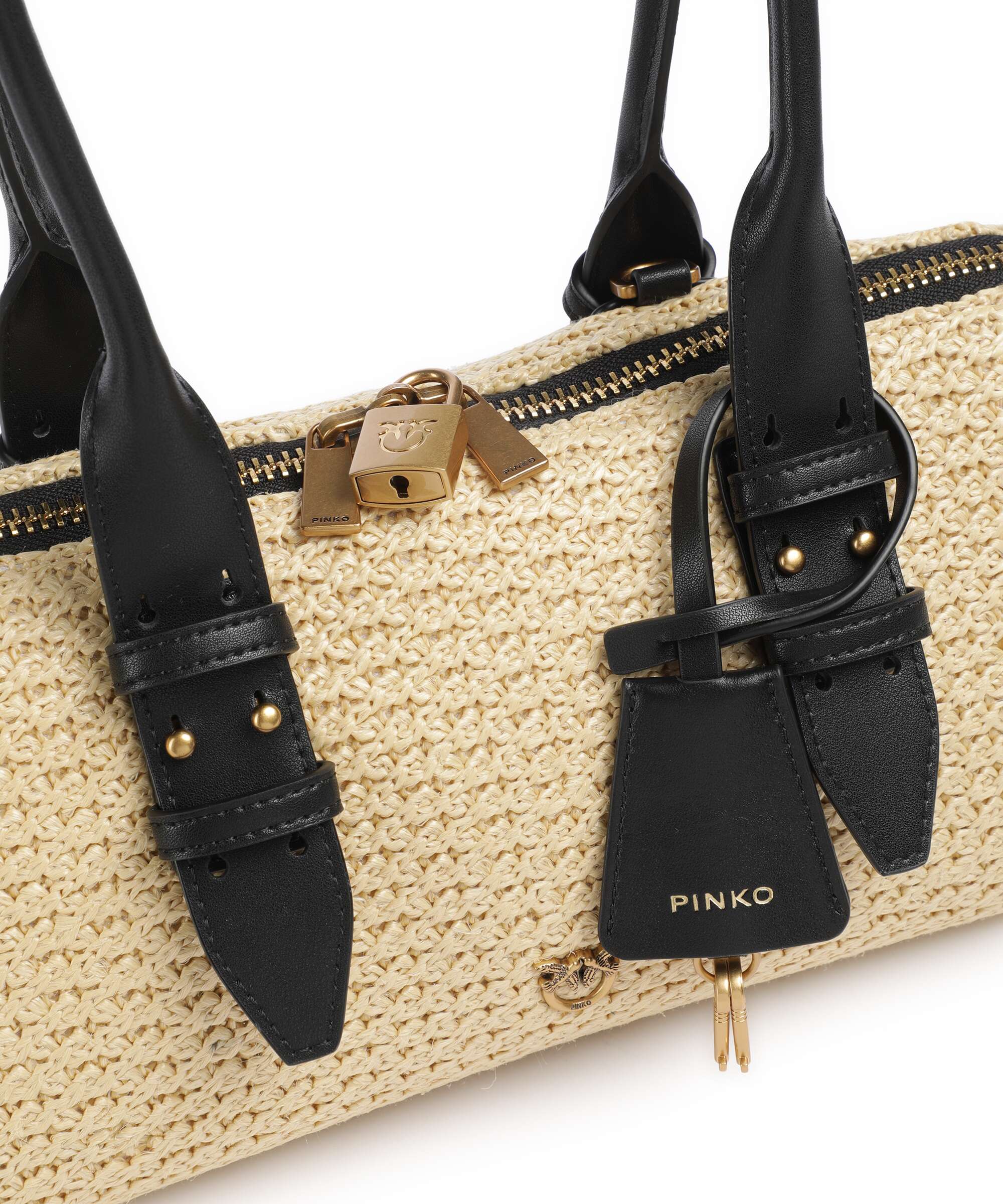 Pinko Bowling Horizontal Big Torebka raffia/bianco/antique gold - Image 4