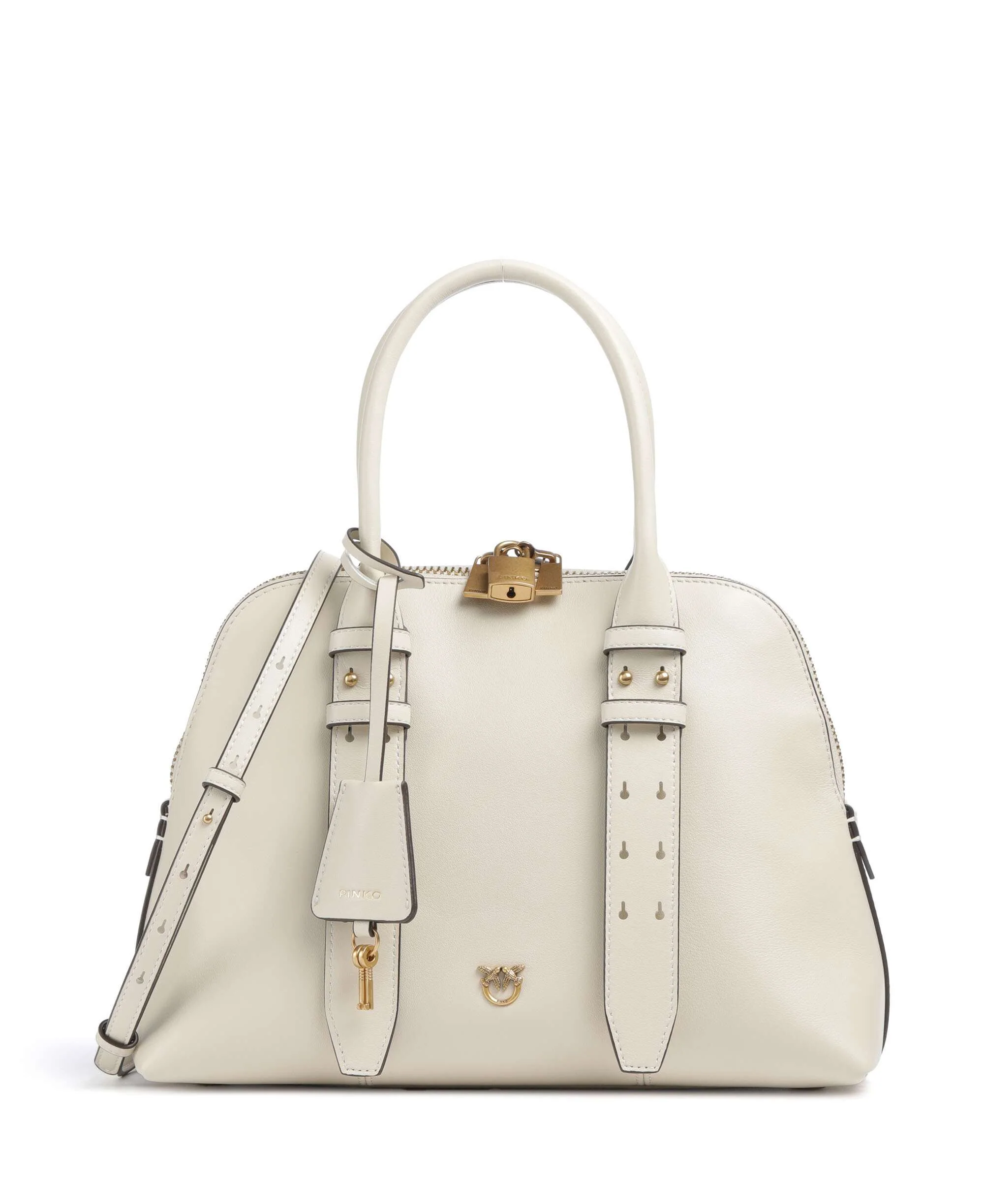 Pinko Bowling Medium Torebka bianco seta/antique gold