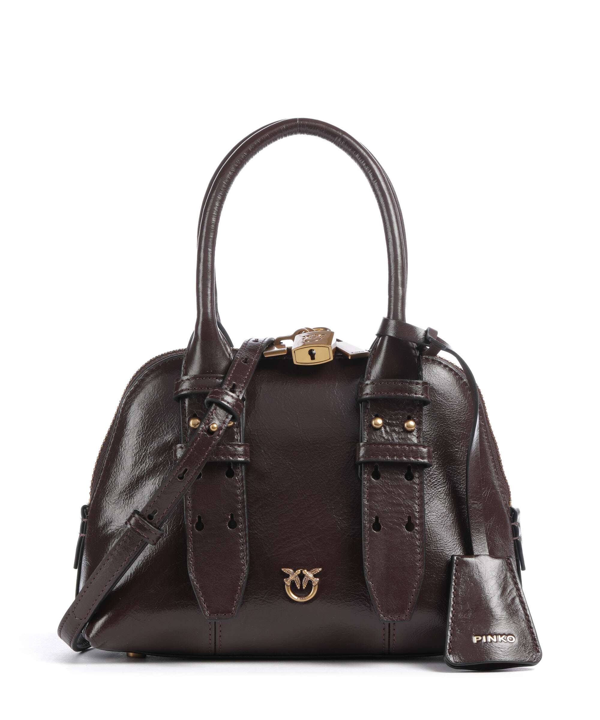 Pinko Bowling Mini Torebka rosso mogano/antique gold