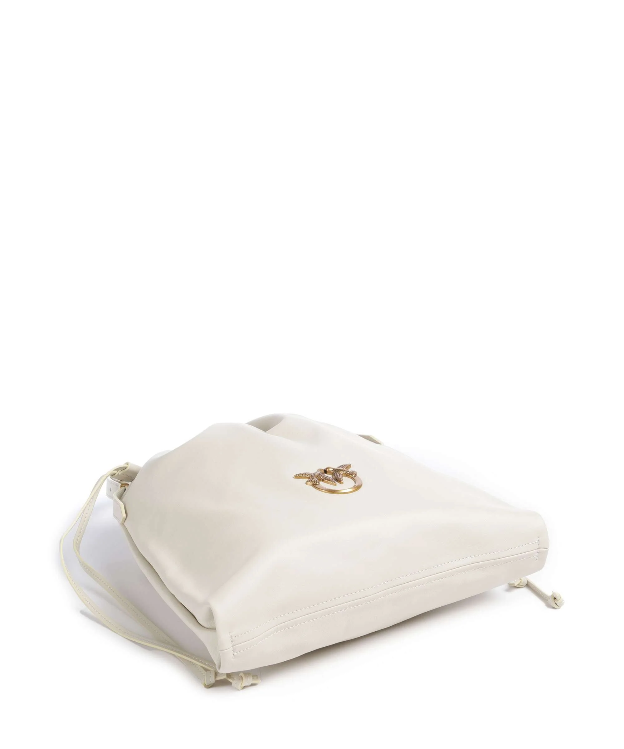 Pinko Classic Slouchy Torebka worek bianco seta/antique gold - Image 5