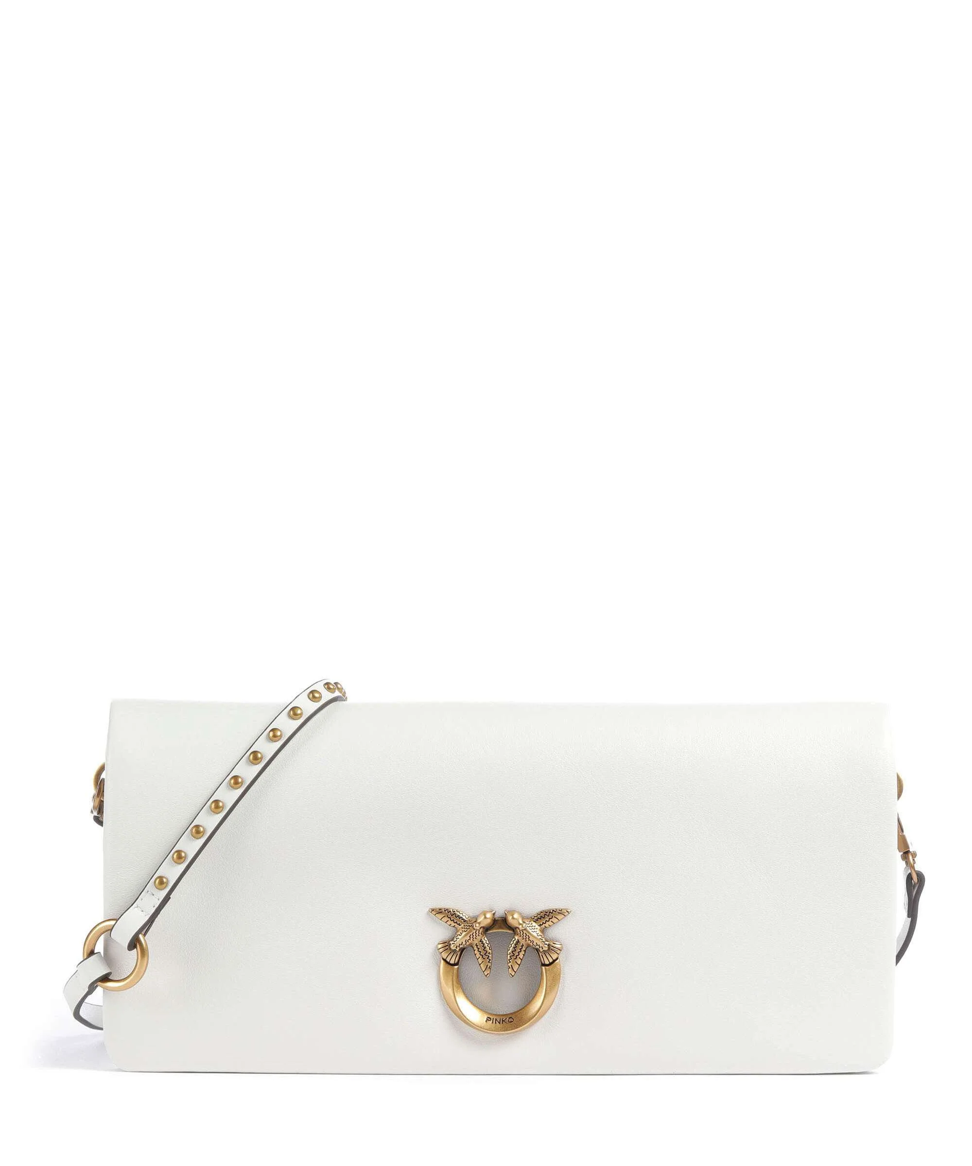 Pinko Click Soft Classic Torba przez ramię bianco nembo/antique gold