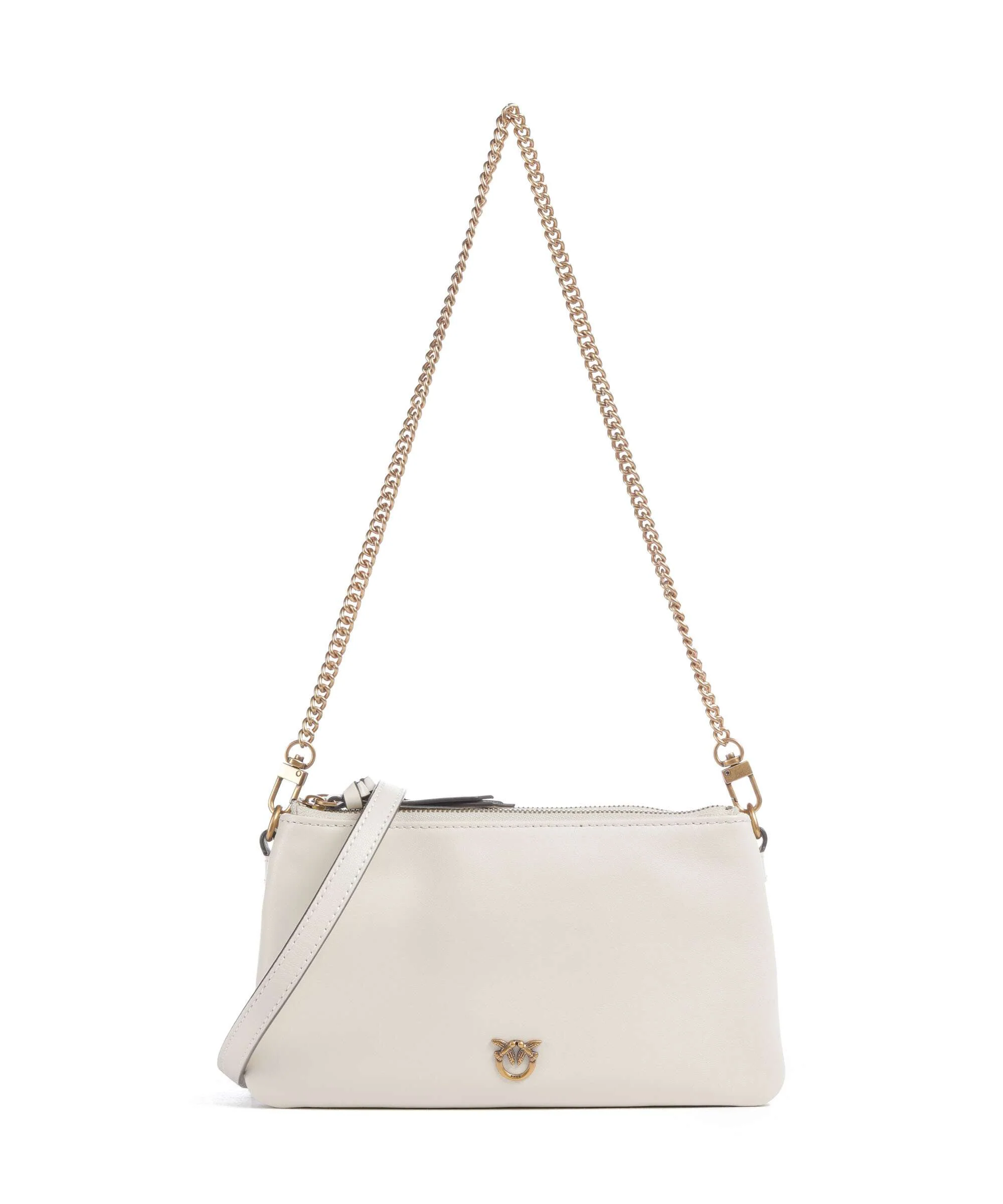 Pinko Double Mini Torba na ramię bianco seta/antique gold