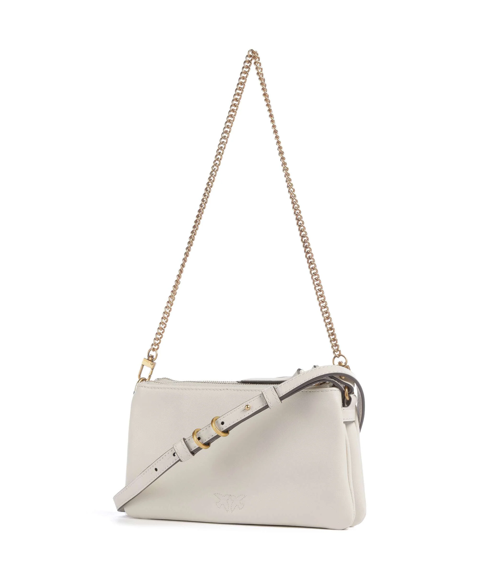 Pinko Double Mini Torba na ramię bianco seta/antique gold - Image 2