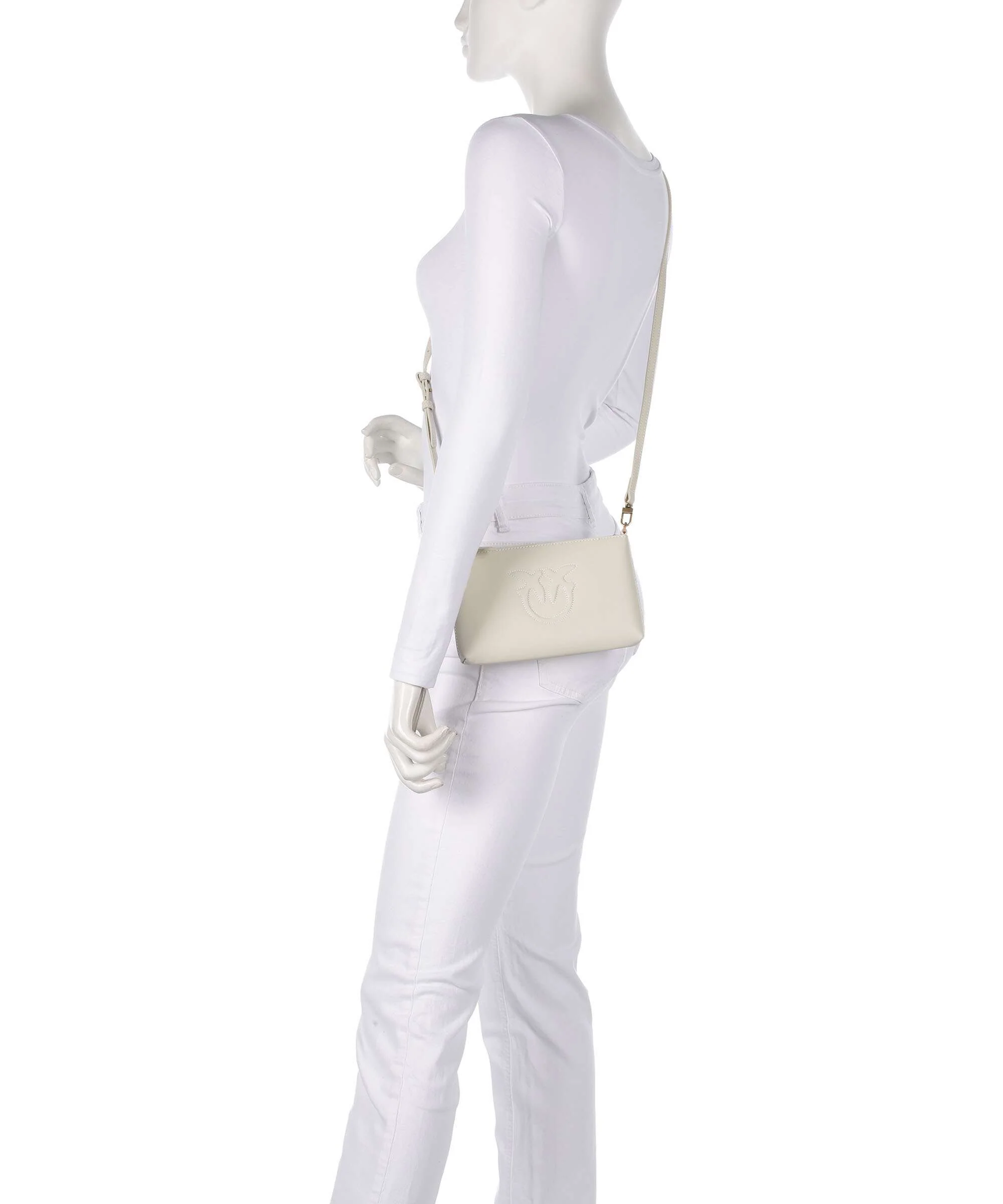 Pinko Flat Mini Torba przez ramię bianco seta/antique gold - Image 3