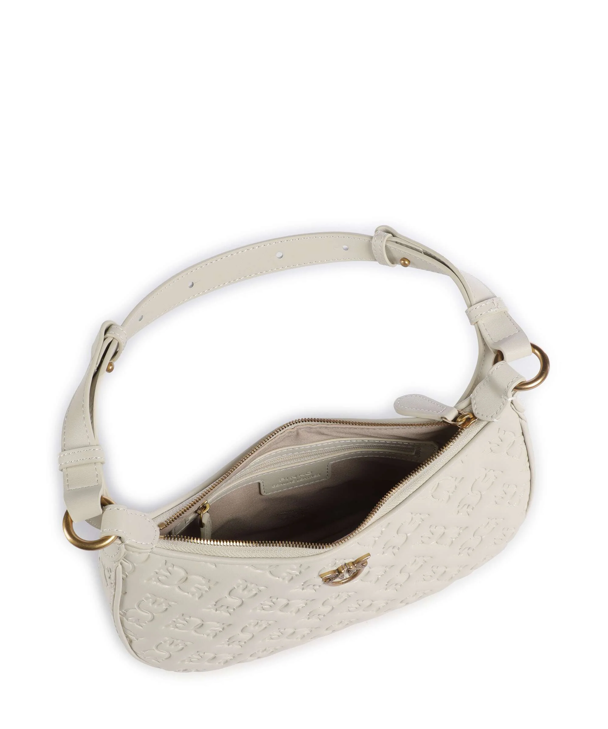 Pinko Half Moon Mini Torba na ramię bianco seta/antique gold - Image 6