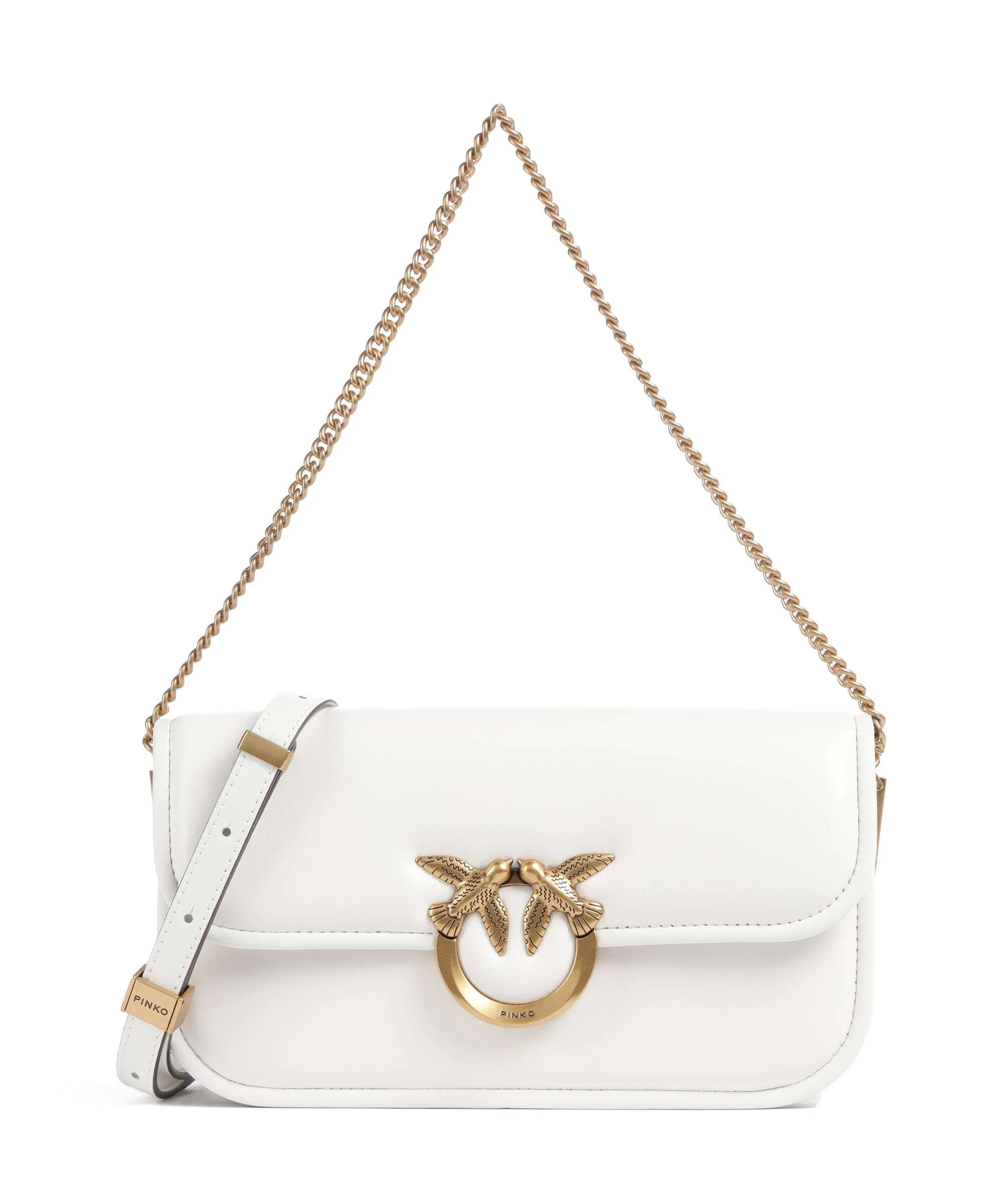 Pinko Love Box Horizontal Torba na ramię bianco nembo/antique gold