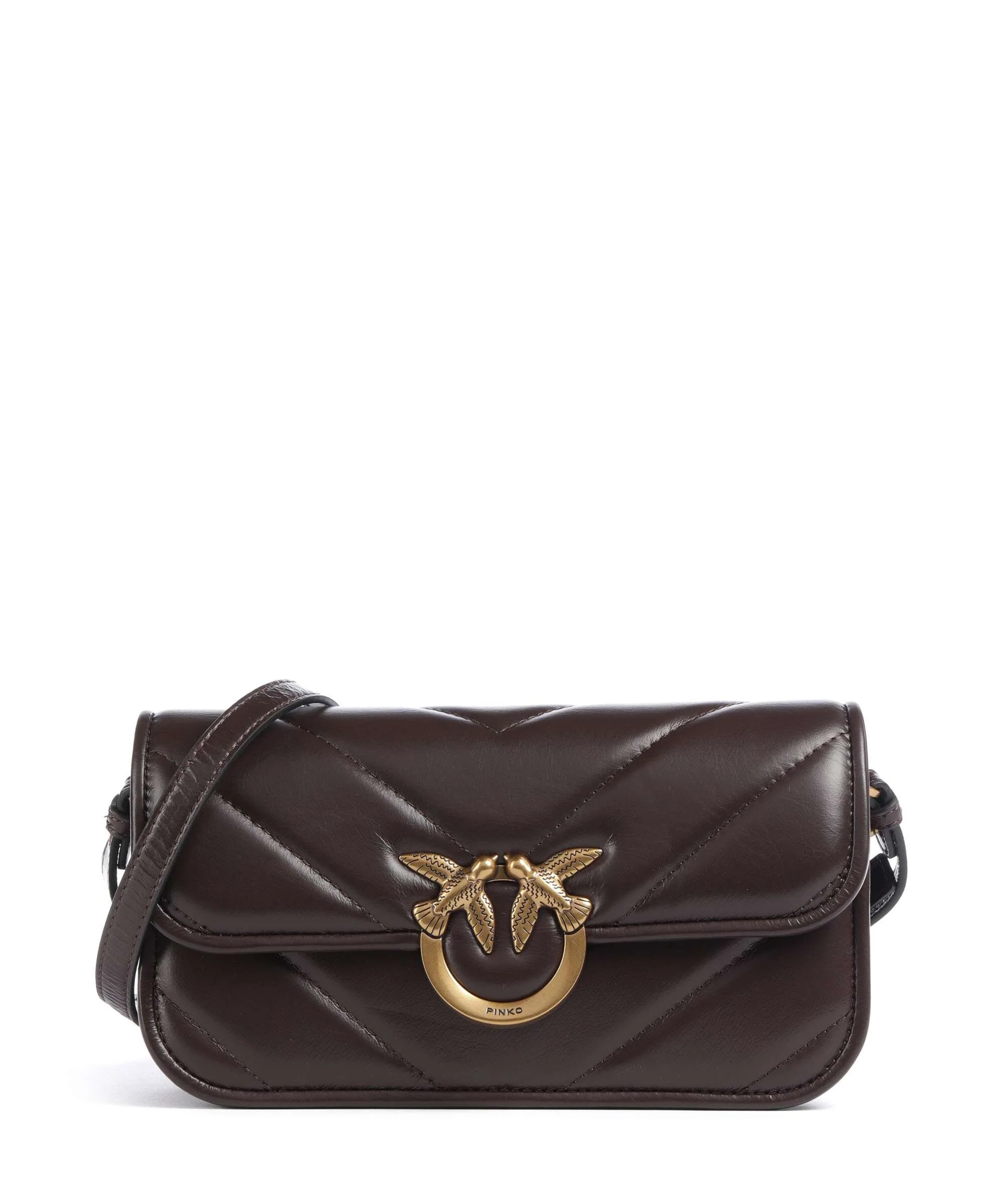 Pinko Love Box Horizontal Torba na ramię rosso mogano/antique gold