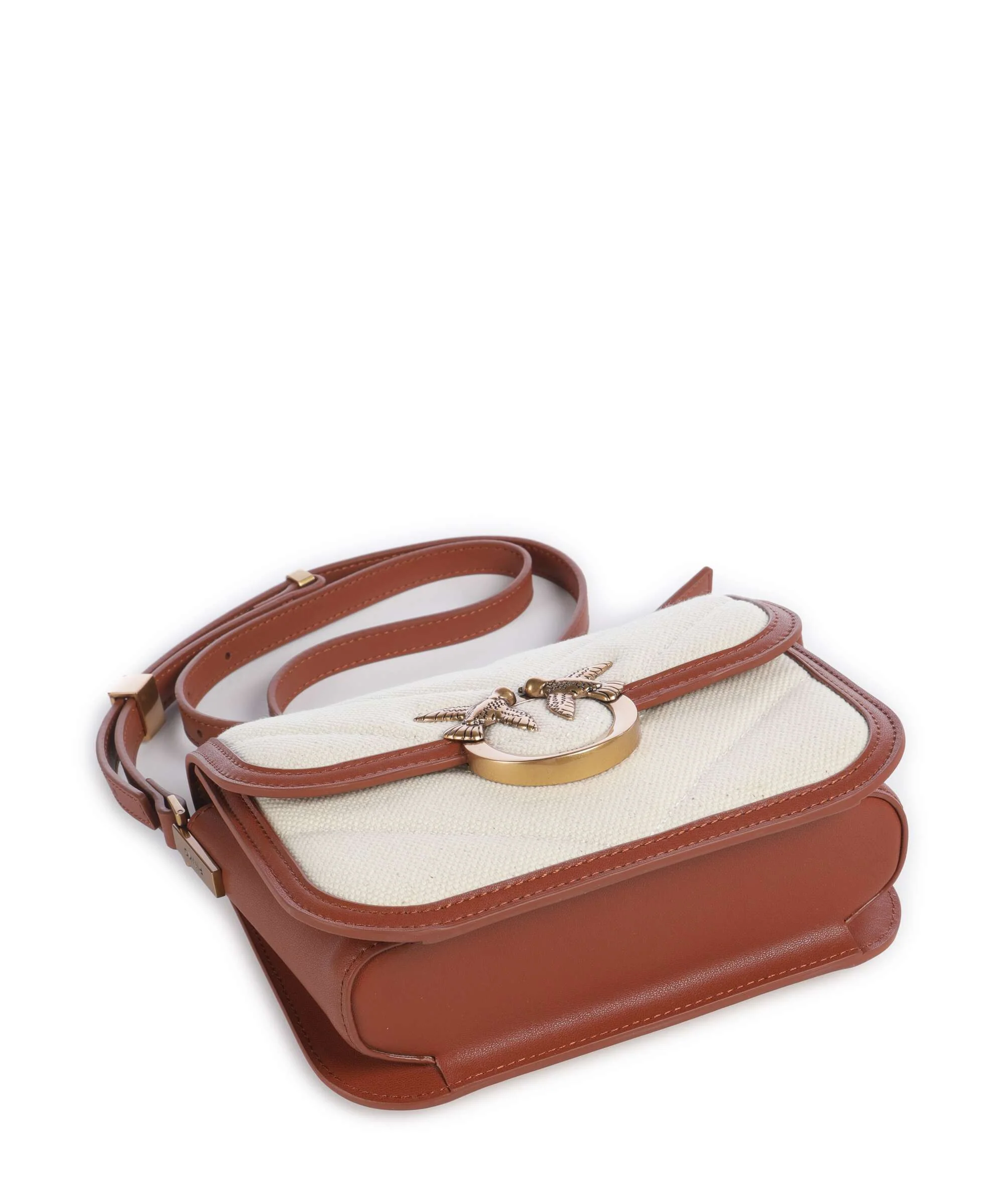 Pinko Love Box Mini Torba przez ramię beige/marrone/antique gold - Image 5