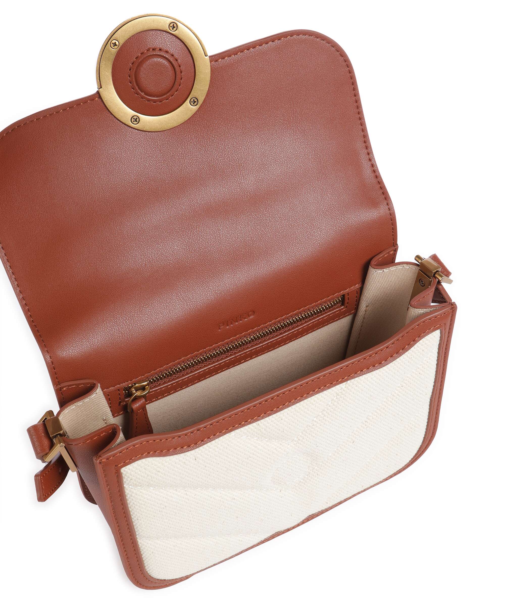 Pinko Love Box Mini Torba przez ramię beige/marrone/antique gold - Image 6